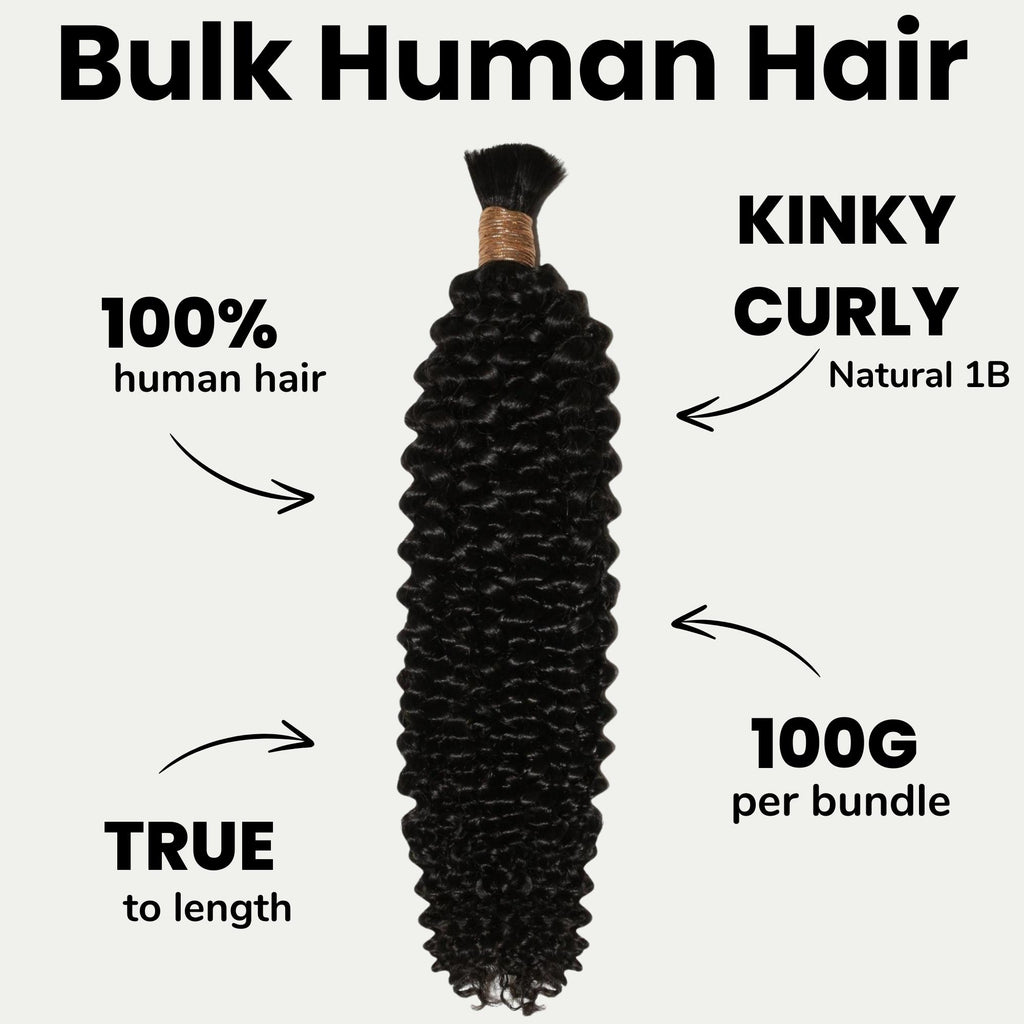 Kinky Curly Bulk 100% Human Braiding Hair - Private Label