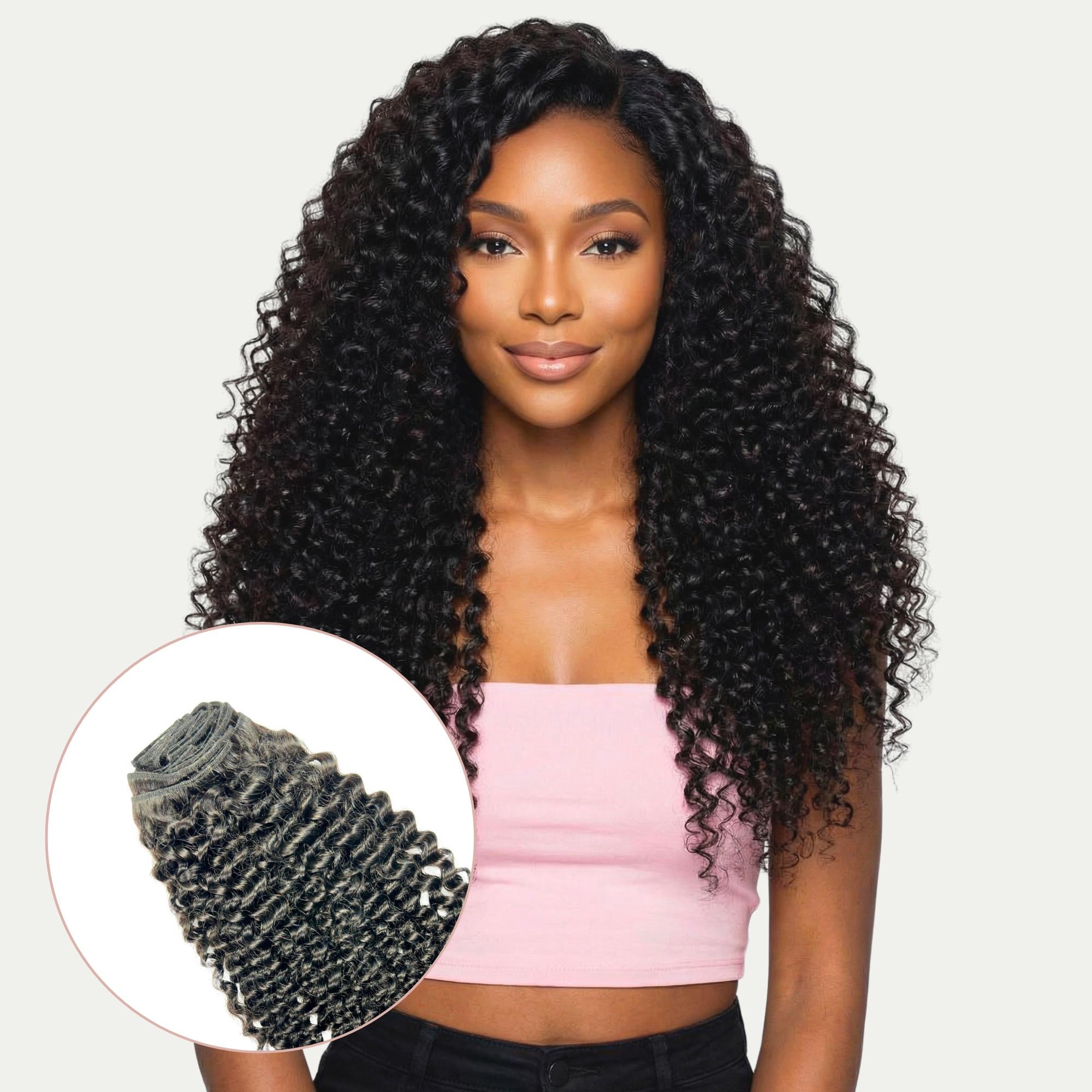 Kinky Curly Clip - In 100% Human Hair Extensions - Private Label