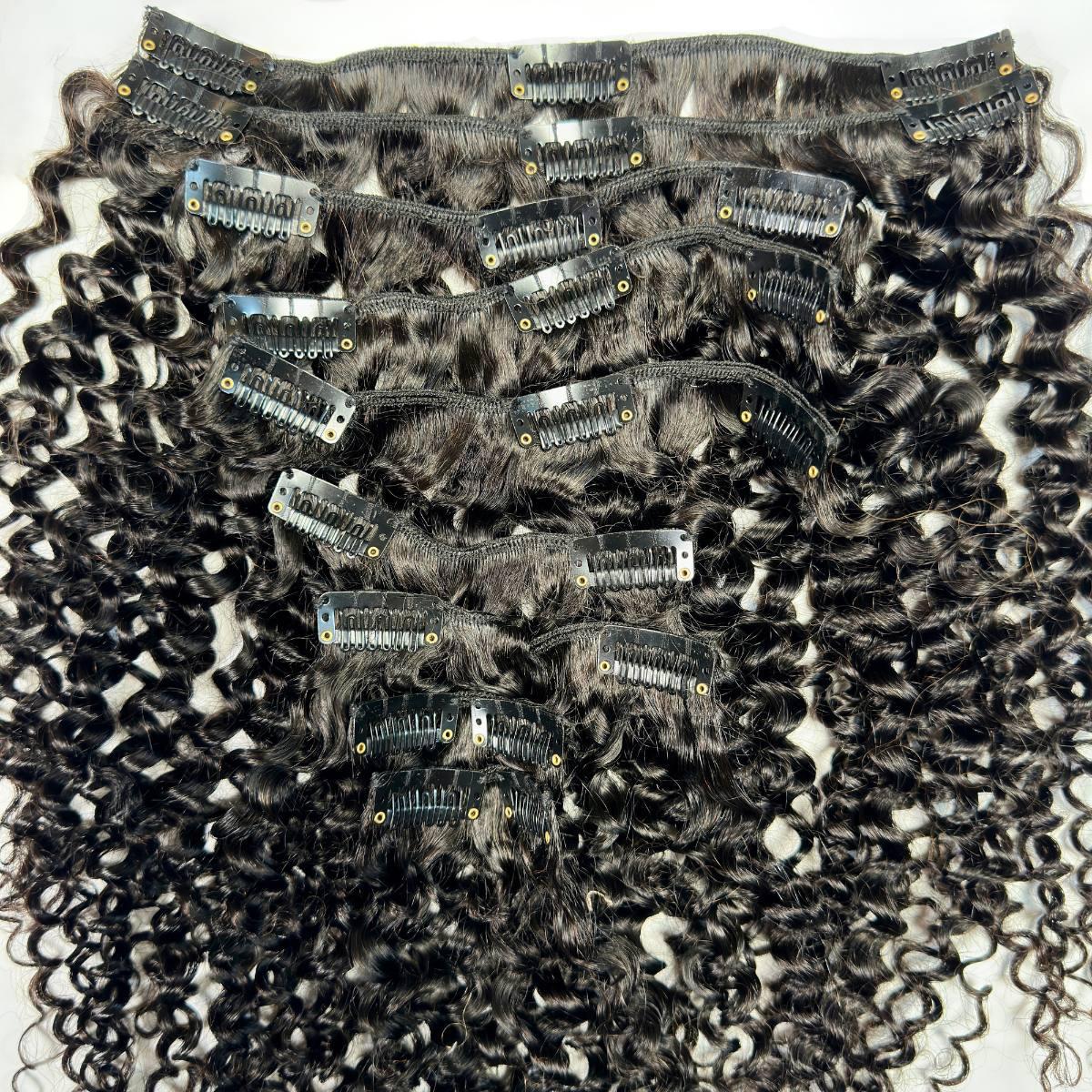 Kinky Curly Clip - In 100% Human Hair Extensions - Private Label