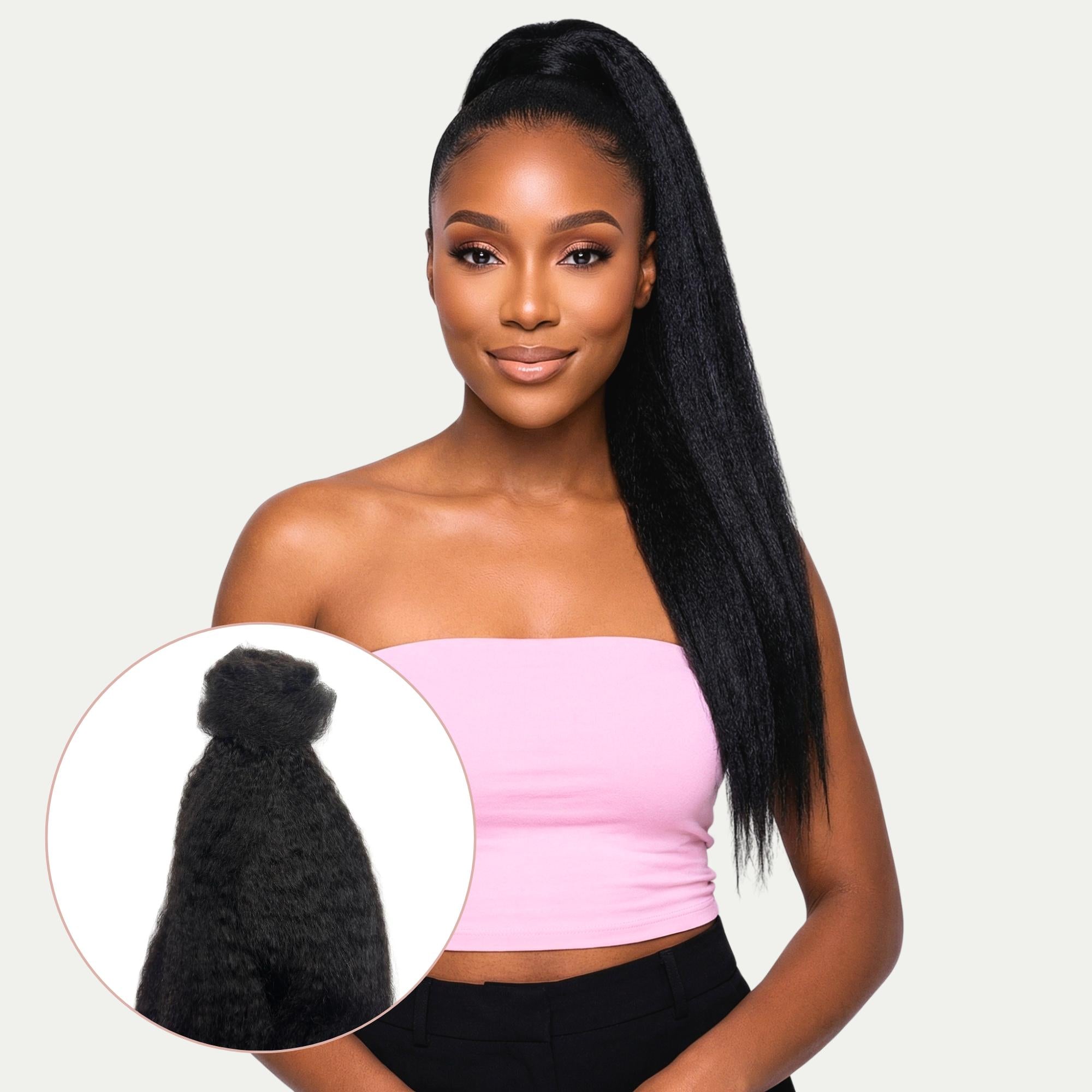 Kinky Straight 100% Human Hair Ponytail Extension - Private Label