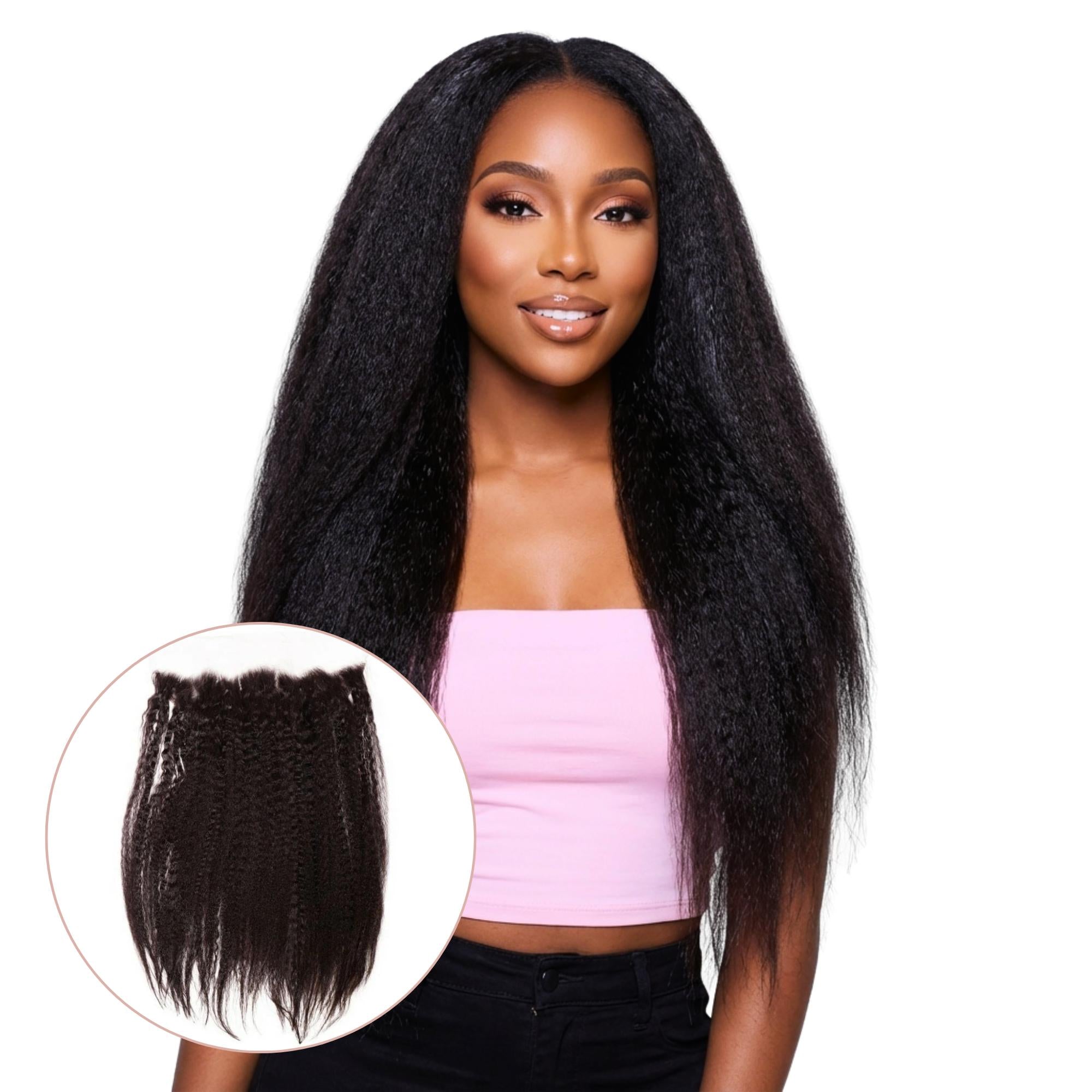Kinky Straight 13x4 Transparent Lace Human Hair Frontal - Private Label