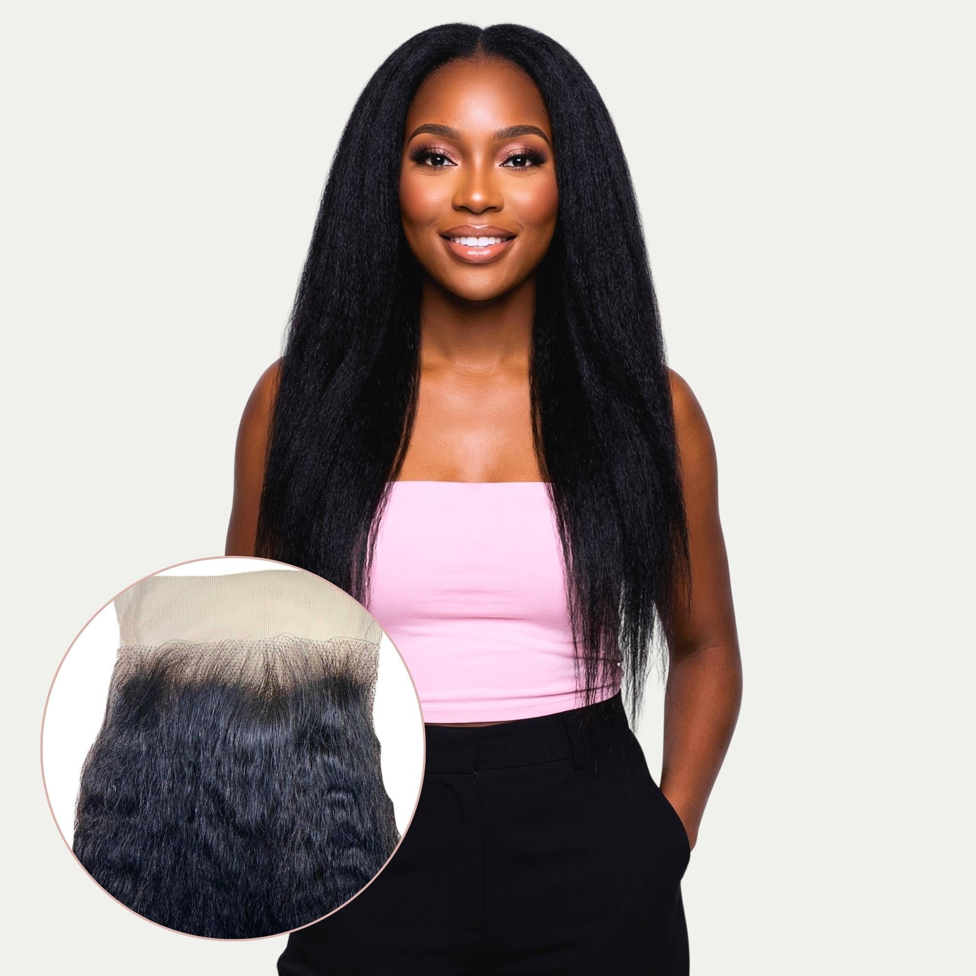 Kinky Straight 4x4 Transparent Lace Human Hair Closure - Private Label