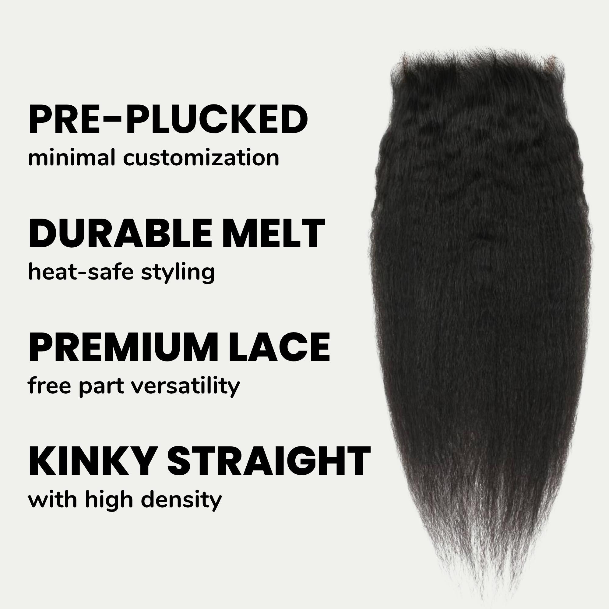 Kinky Straight 5x5 HD Lace Human Hair Closure - Private Label