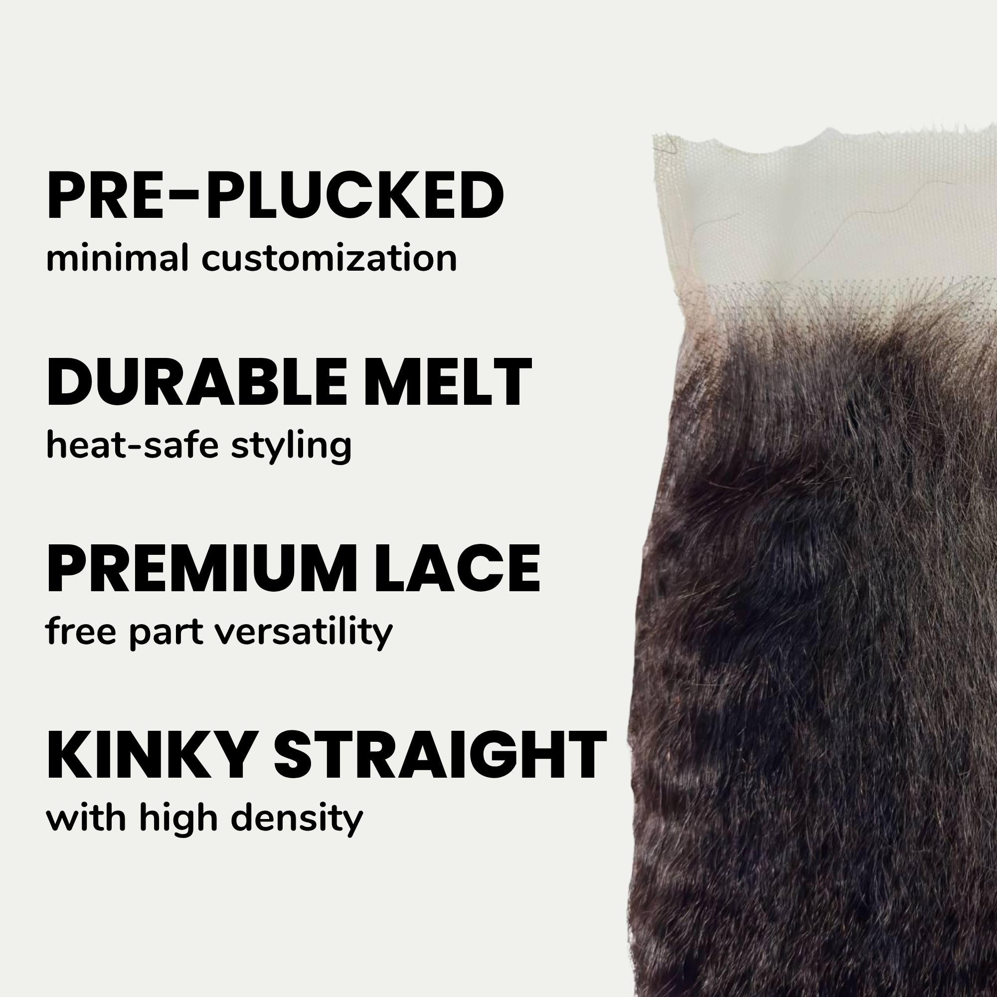 Kinky Straight 6x6 HD Lace Human Hair Closure - Private Label