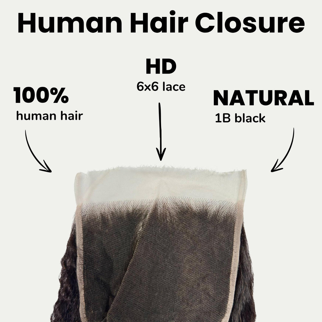 Kinky Straight 6x6 HD Lace Human Hair Closure - Private Label