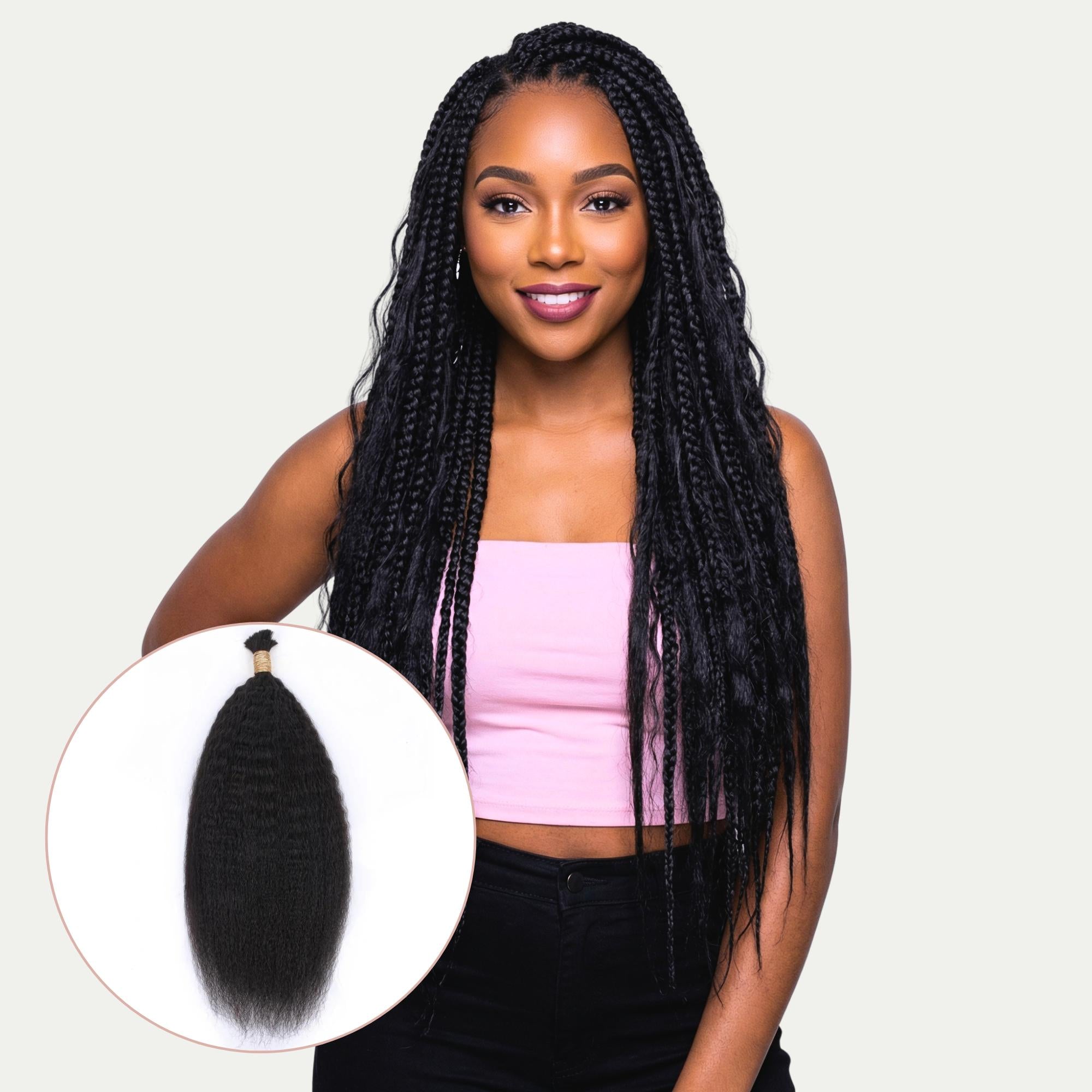 Kinky Straight Bulk 100% Human Braiding Hair - Private Label