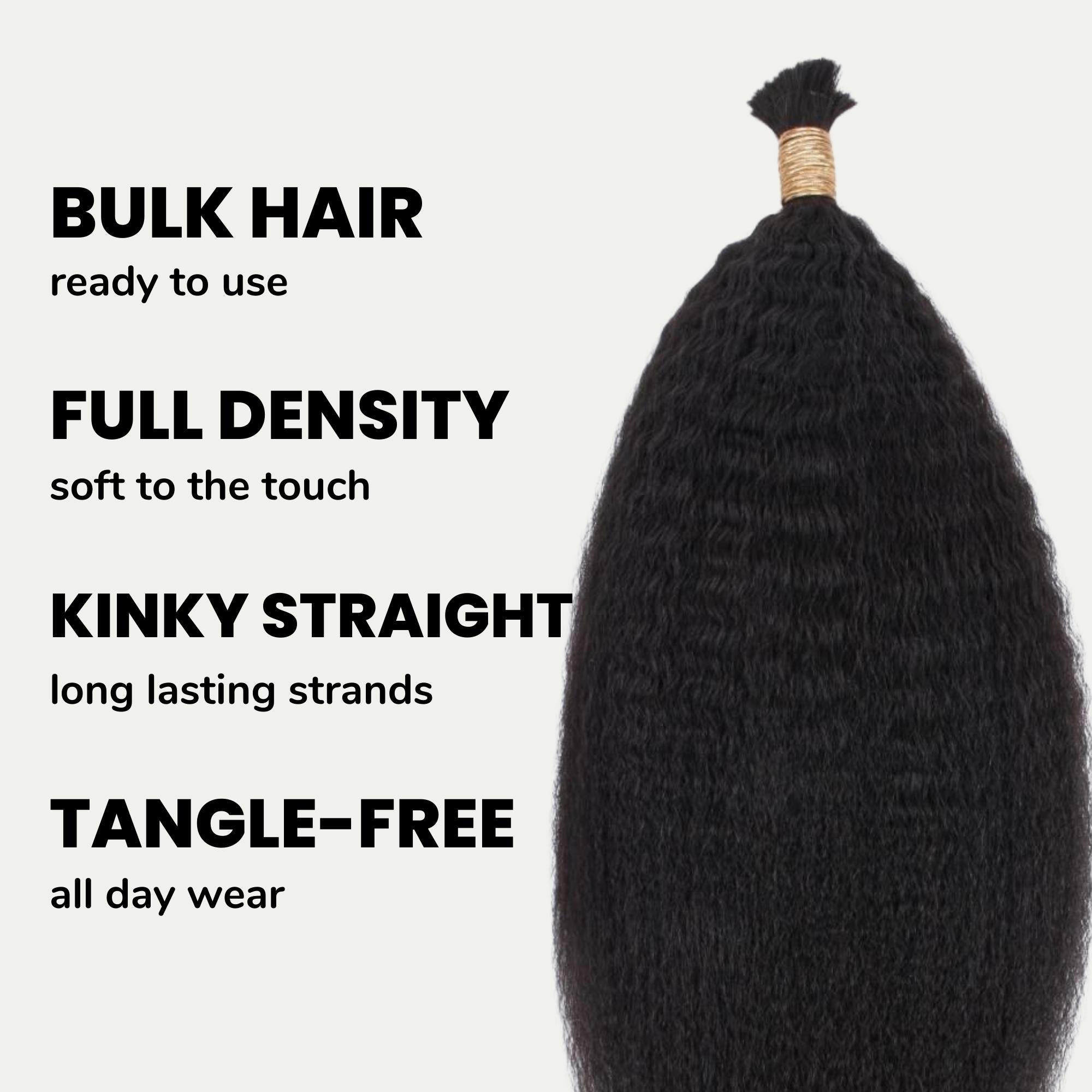 Kinky Straight Bulk 100% Human Braiding Hair - Private Label
