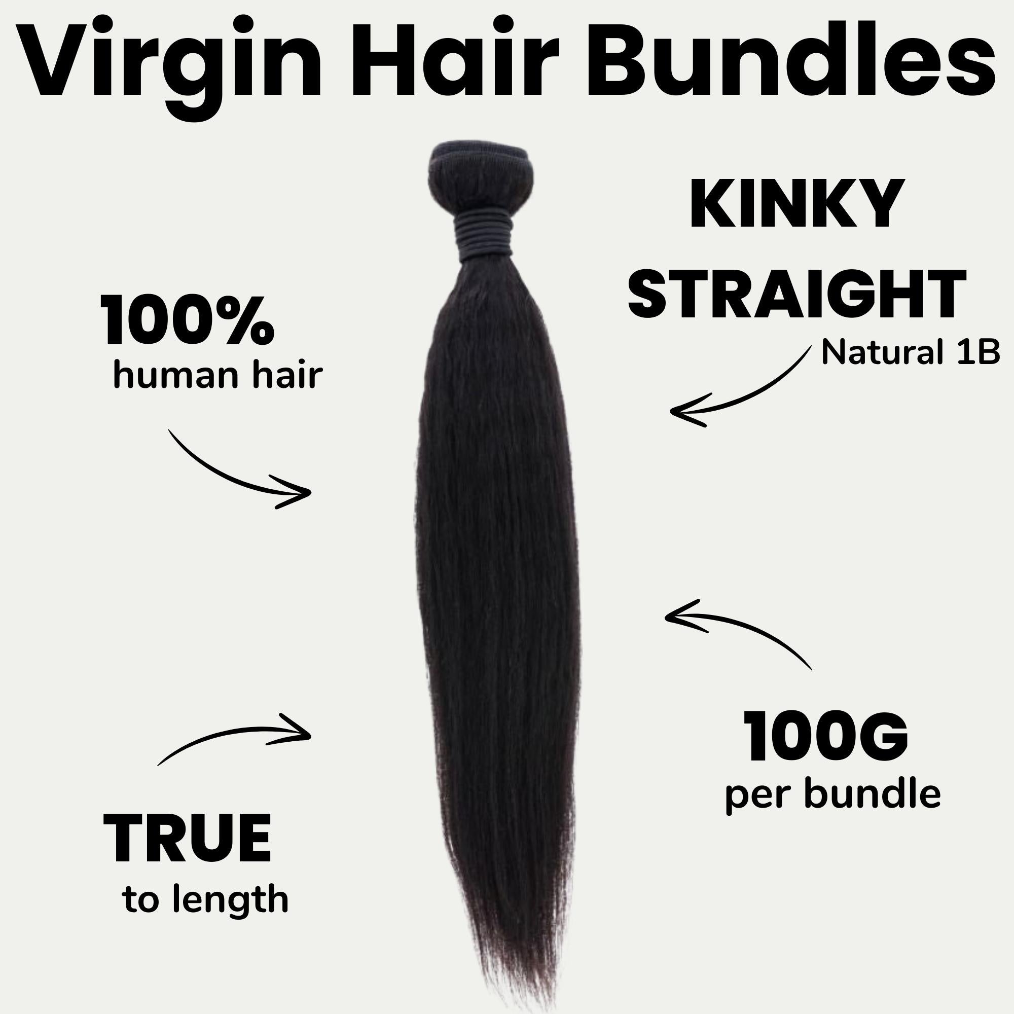 Kinky Straight 100% Human Hair Bundles - Private Label