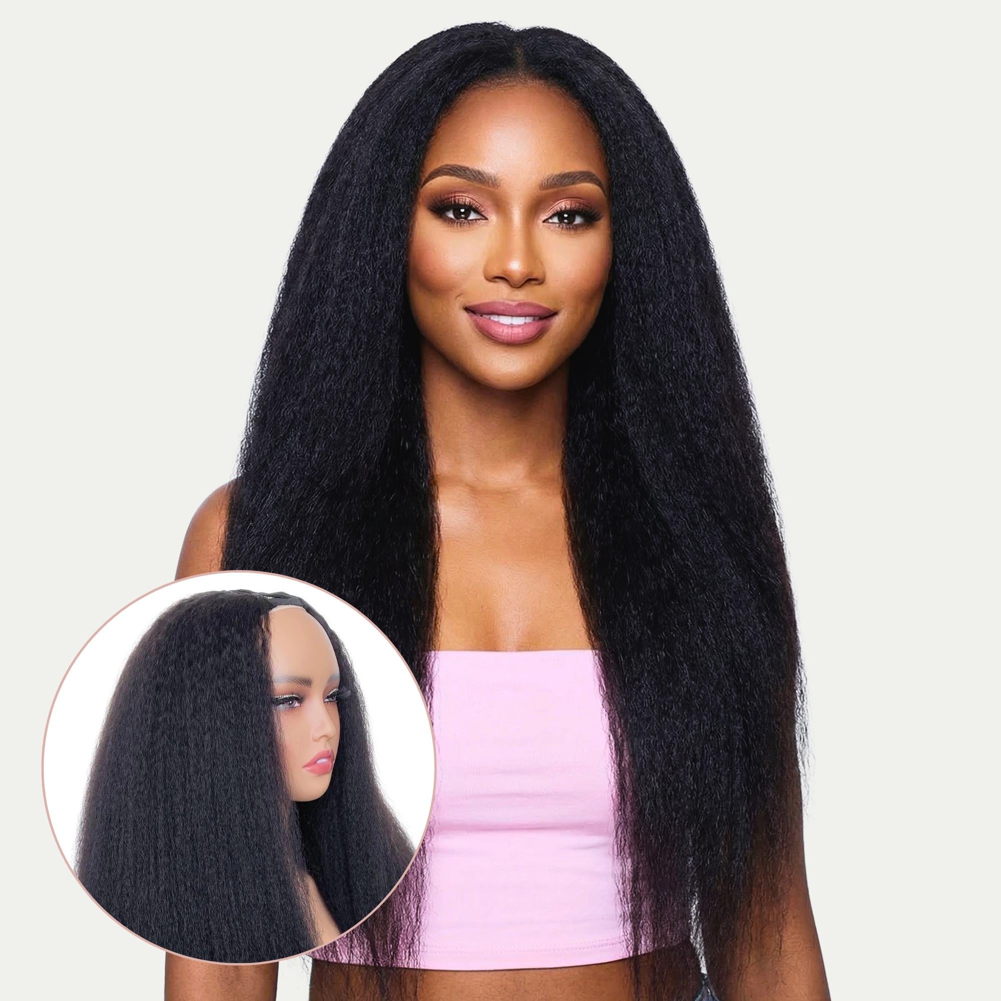 Kinky Straight V Part 100% Human Hair Wig - Private Label