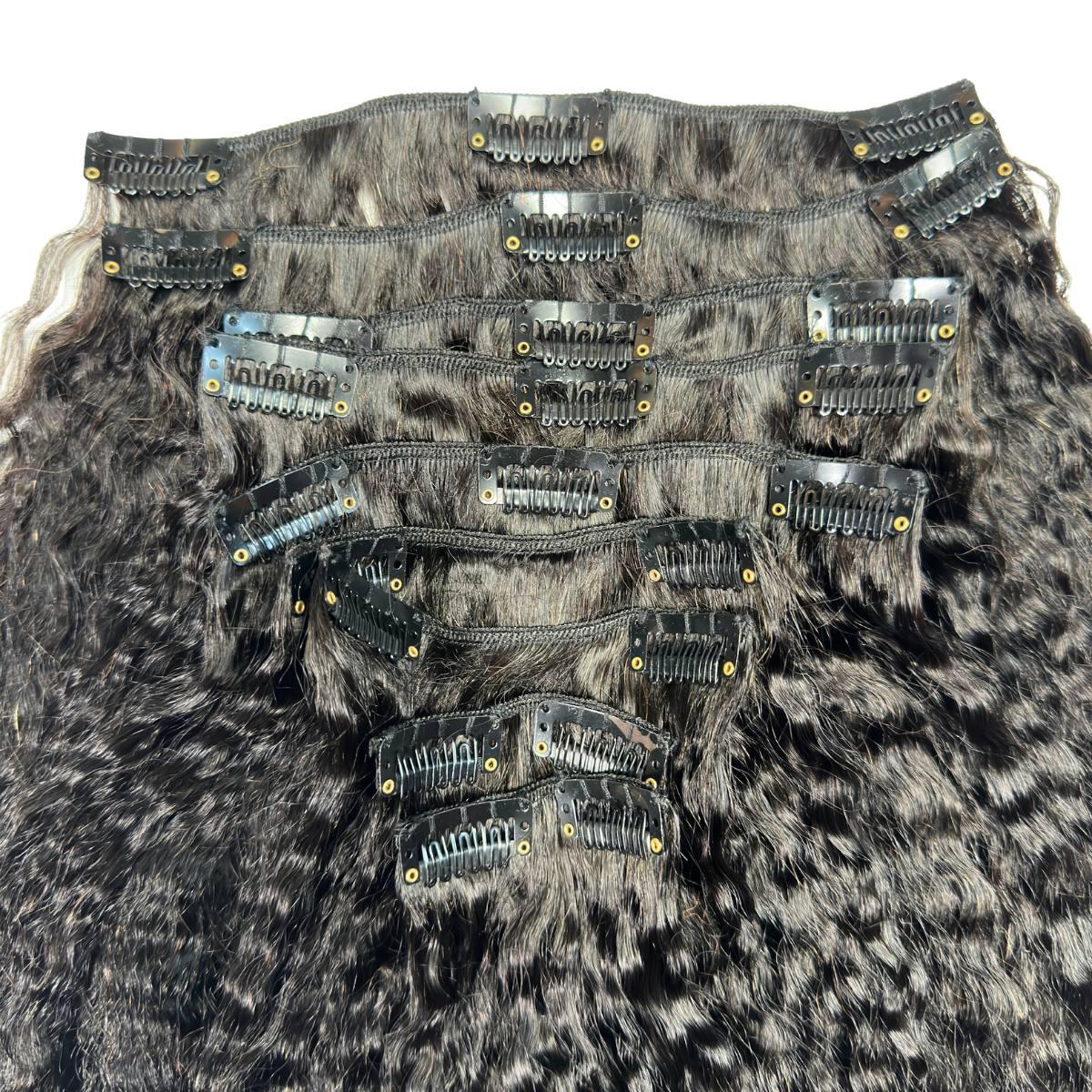 Kinky Straight Clip - In 100% Human Hair Extensions - Private Label