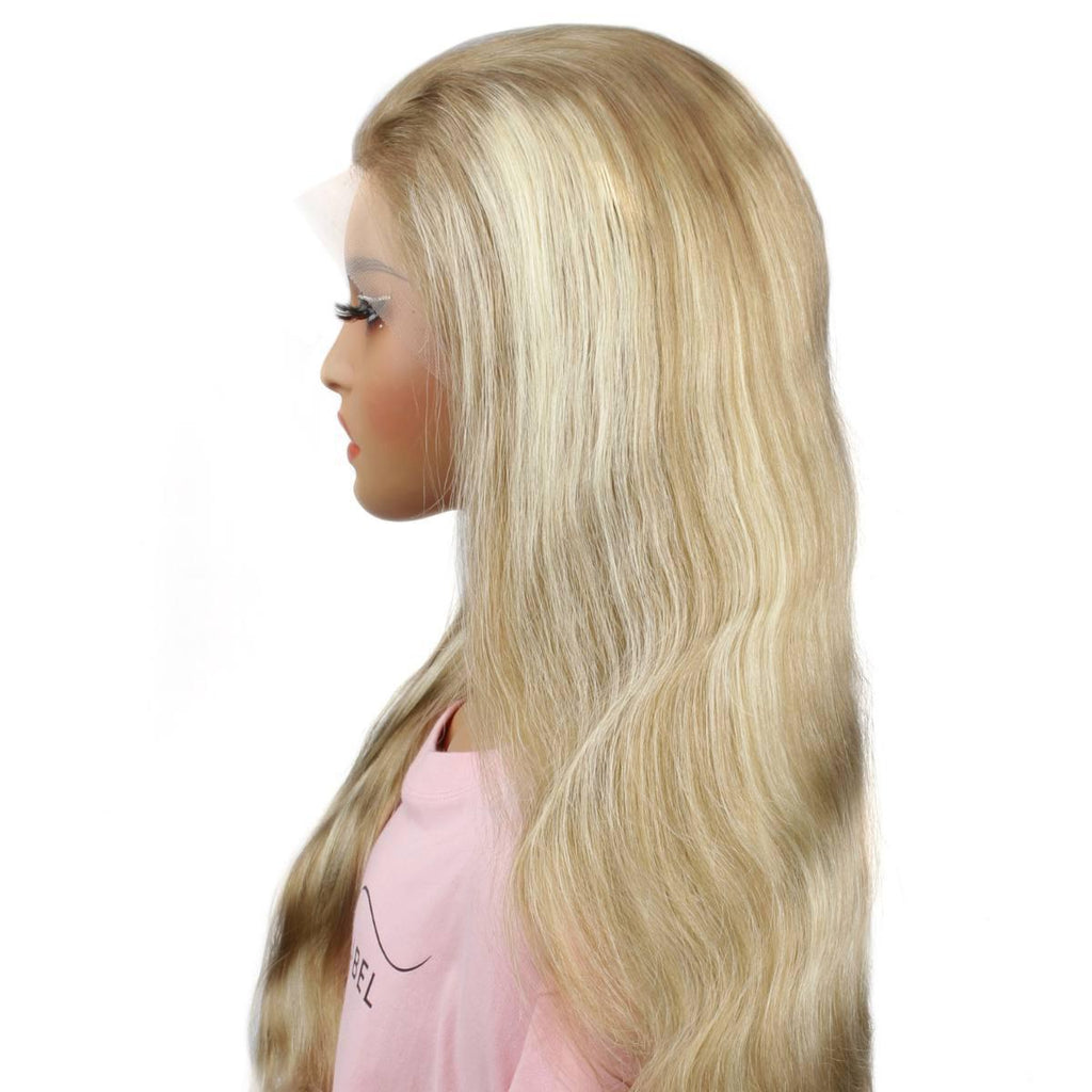 Light Blonde Highlight Body Wave 13x4 Transparent Lace Front Wig - Private Label