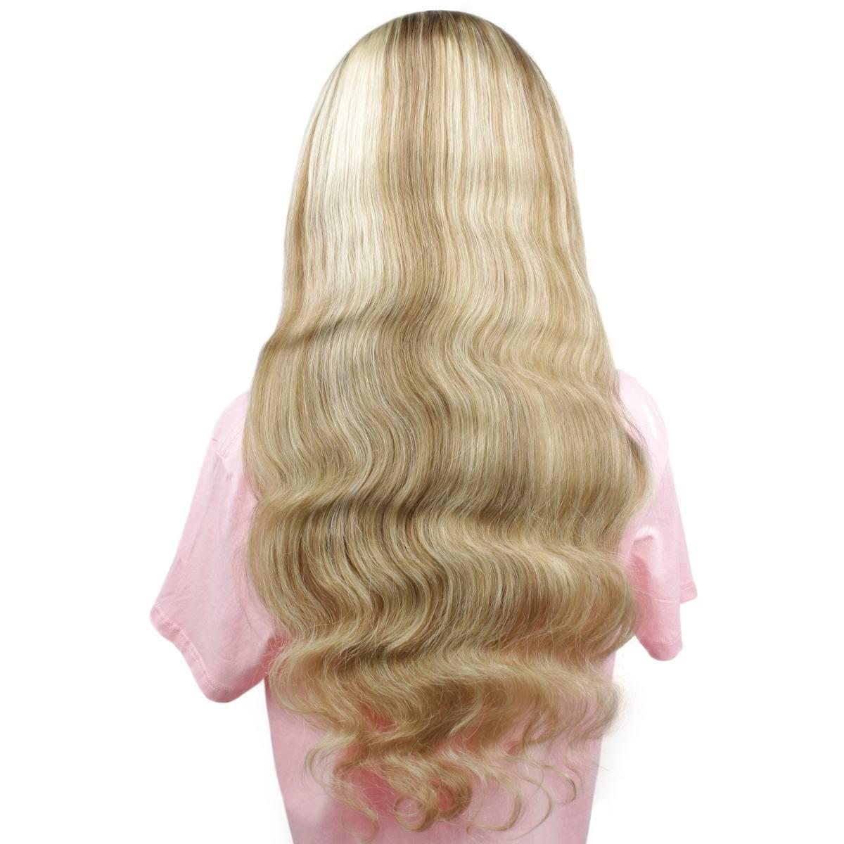 Light Blonde Highlight Body Wave 13x4 Transparent Lace Front Wig - Private Label