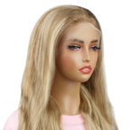 Light Blonde Highlight Body Wave 13x4 Transparent Lace Front Wig - Private Label