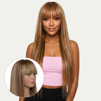 Light Highlight Straight 13x4 Transparent Lace Front 100% Human Hair Bang Wig - Private Label