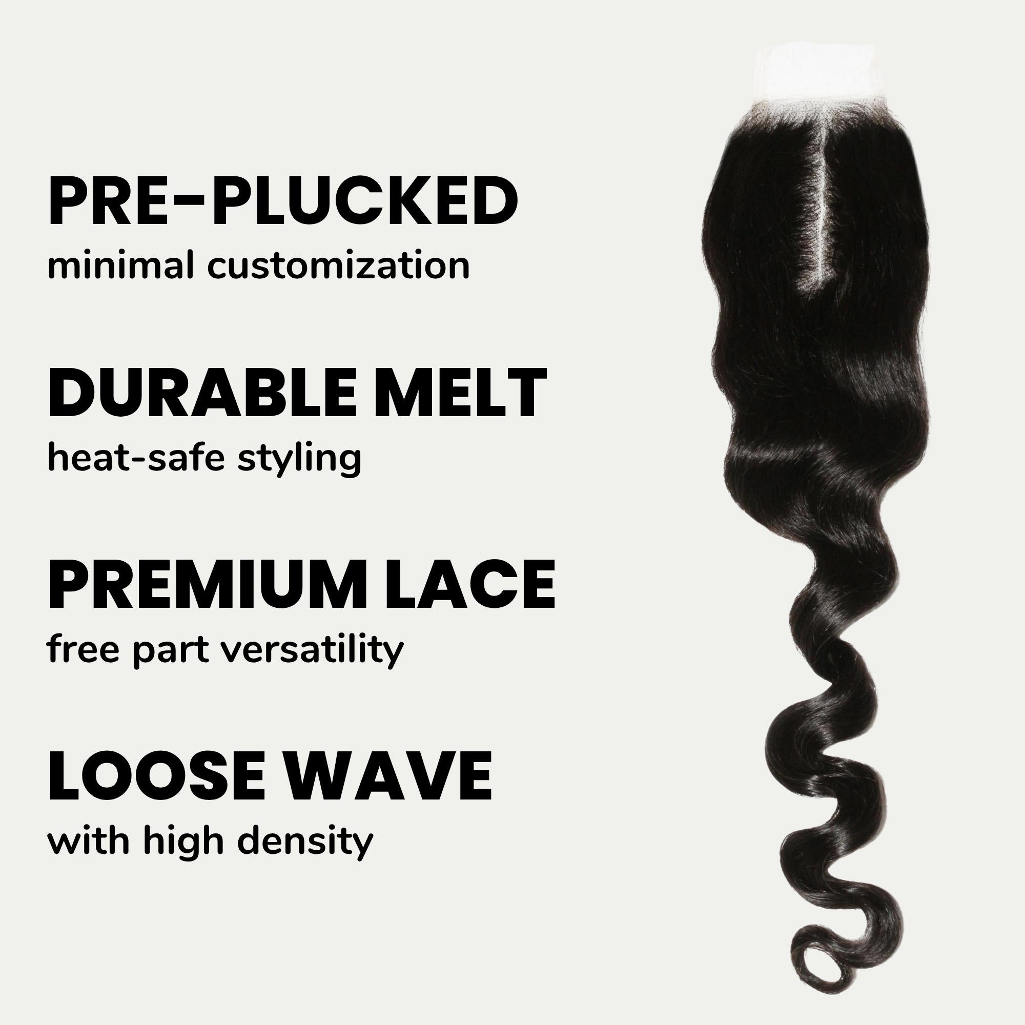 Loose Wave 2x6 Transparent Lace Human Hair Closure - Private Label