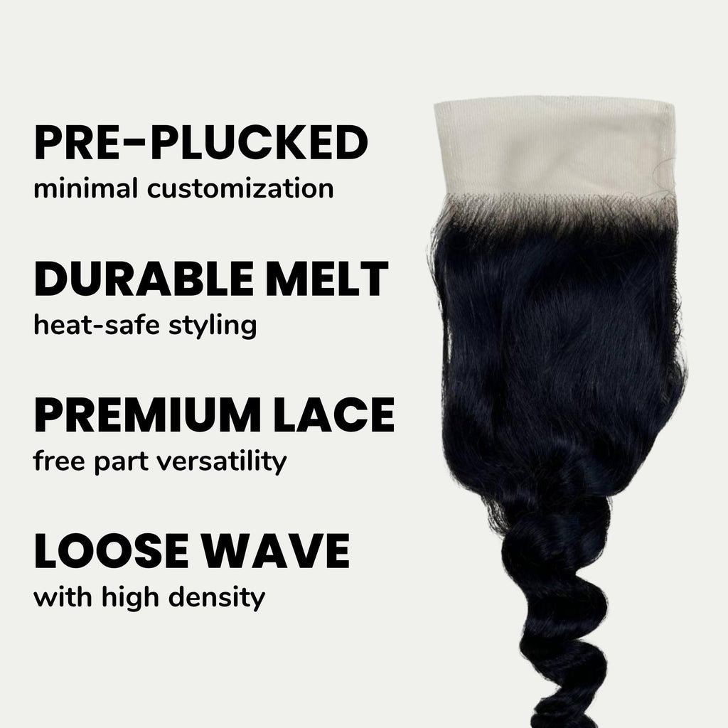 Loose Wave 4x4 HD Lace 100% Human Hair Closure - Private Label