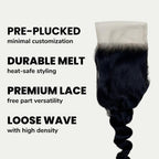 Loose Wave 4x4 HD Lace 100% Human Hair Closure - Private Label