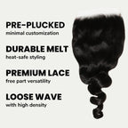 Loose Wave 7x7 HD Lace Human Hair Closure - Private Label
