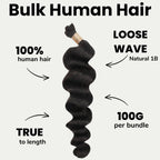 Loose Wave Bulk 100% Human Braiding Hair - Private Label
