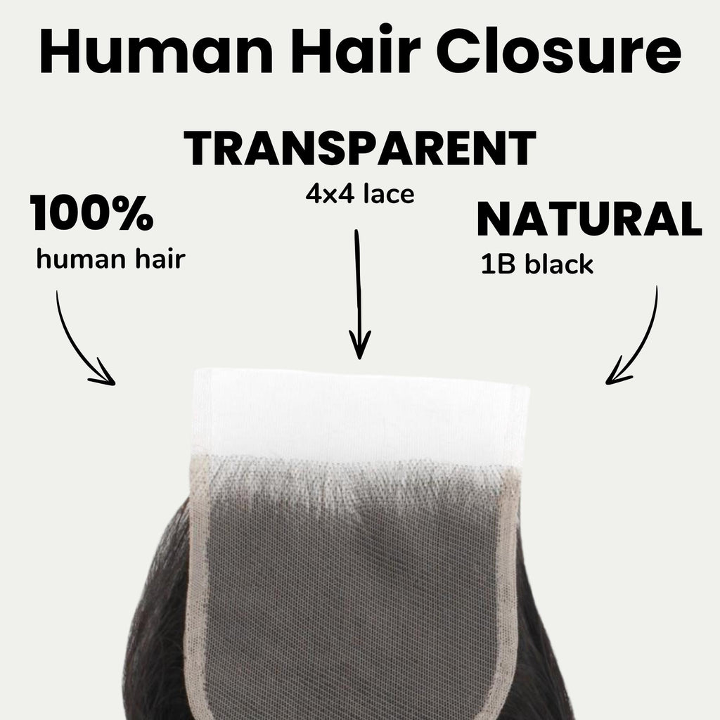 Malaysian Body Wave 4x4 Transparent Lace Human Hair Closure - Private Label