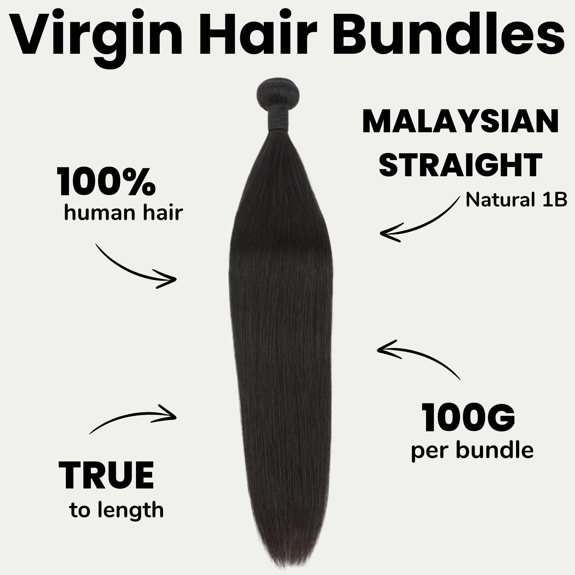 Malaysian Straight 100% Human Hair Bundles - Private Label