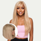 Medium Ash Blonde Straight 100% Human Hair Capless Bang Wig - Private Label