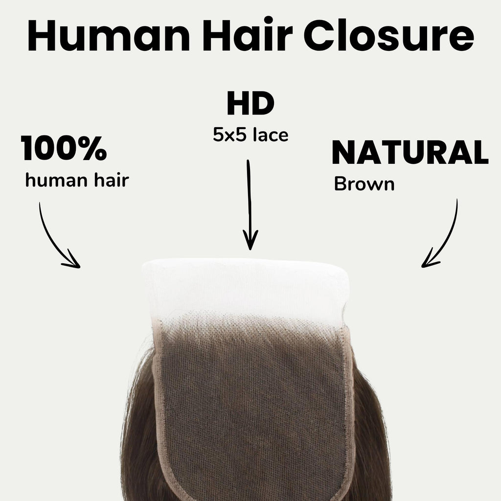 Medium Brown Body Wave 5x5 HD Lace Human Hair Closure - Private Label
