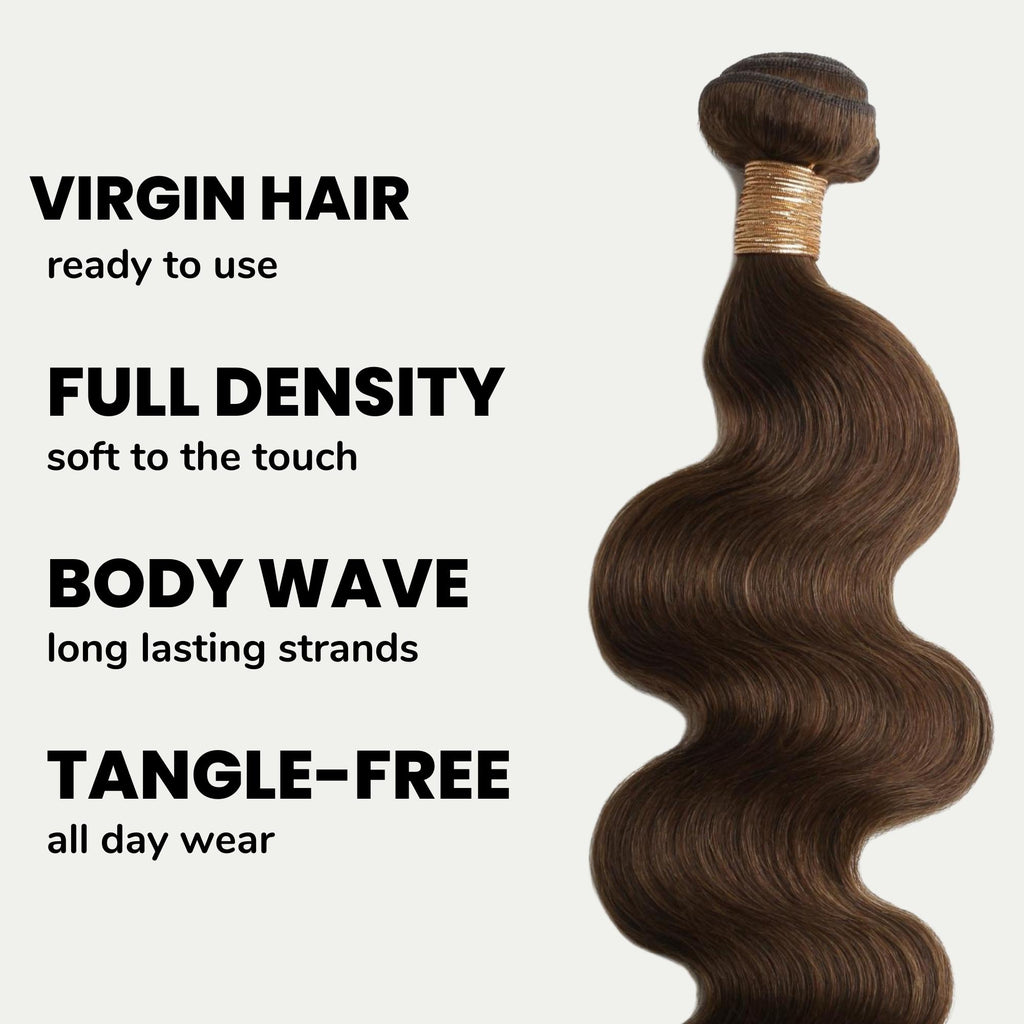 Medium Brown Body Wave 100% Human Hair Bundles - Private Label