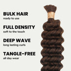 Medium Brown Deep Wave Color 4 Bulk 100% Human Braiding Hair - Private Label