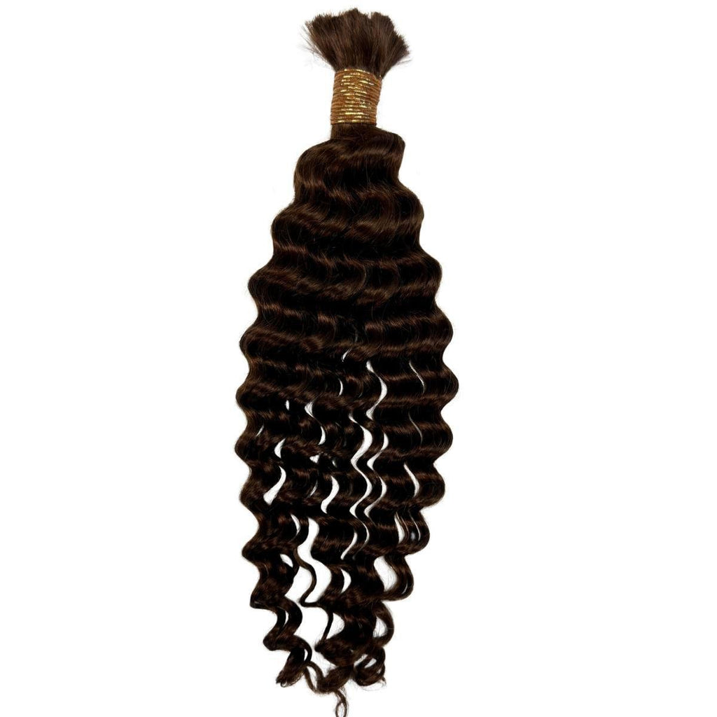 Medium Brown Deep Wave Color 4 Bulk 100% Human Braiding Hair - Private Label