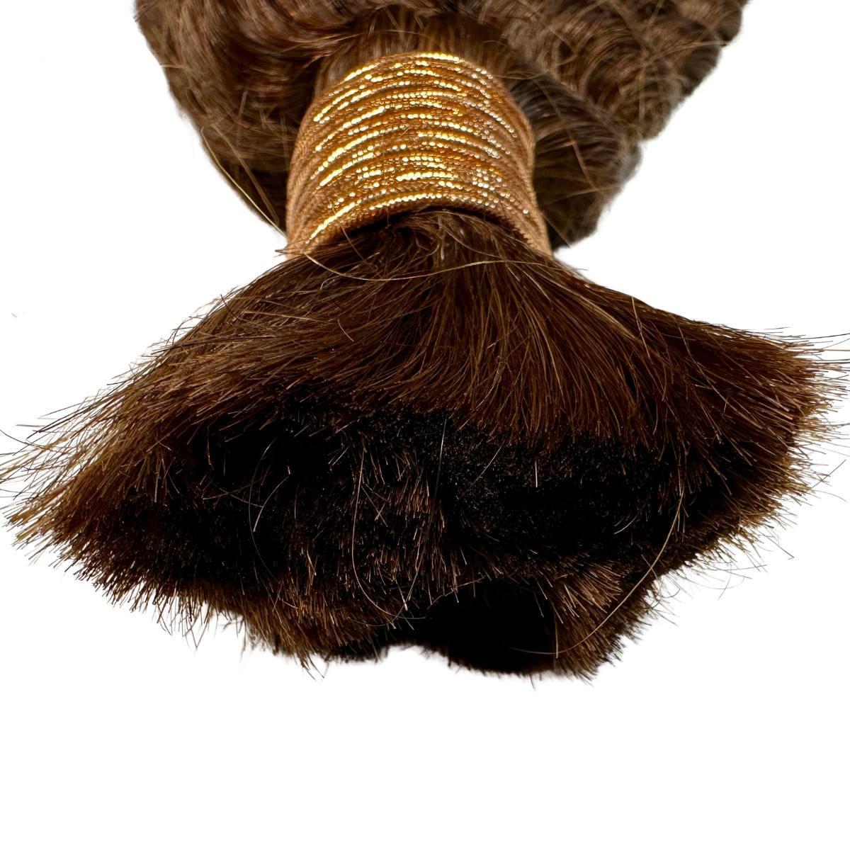 Medium Brown Deep Wave Color 4 Bulk 100% Human Braiding Hair - Private Label