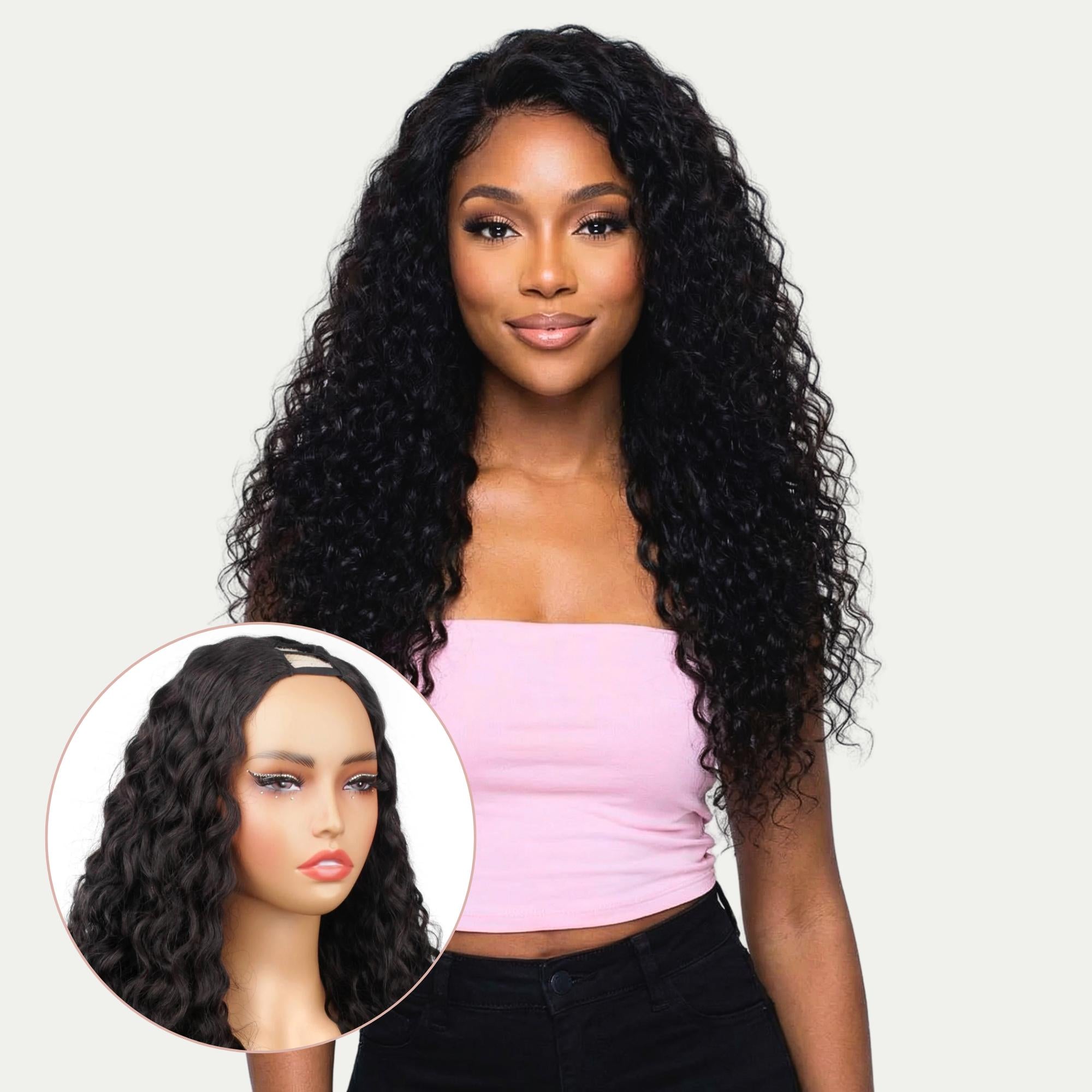 Messy Curl V Part 100% Human Hair Wig - Private Label