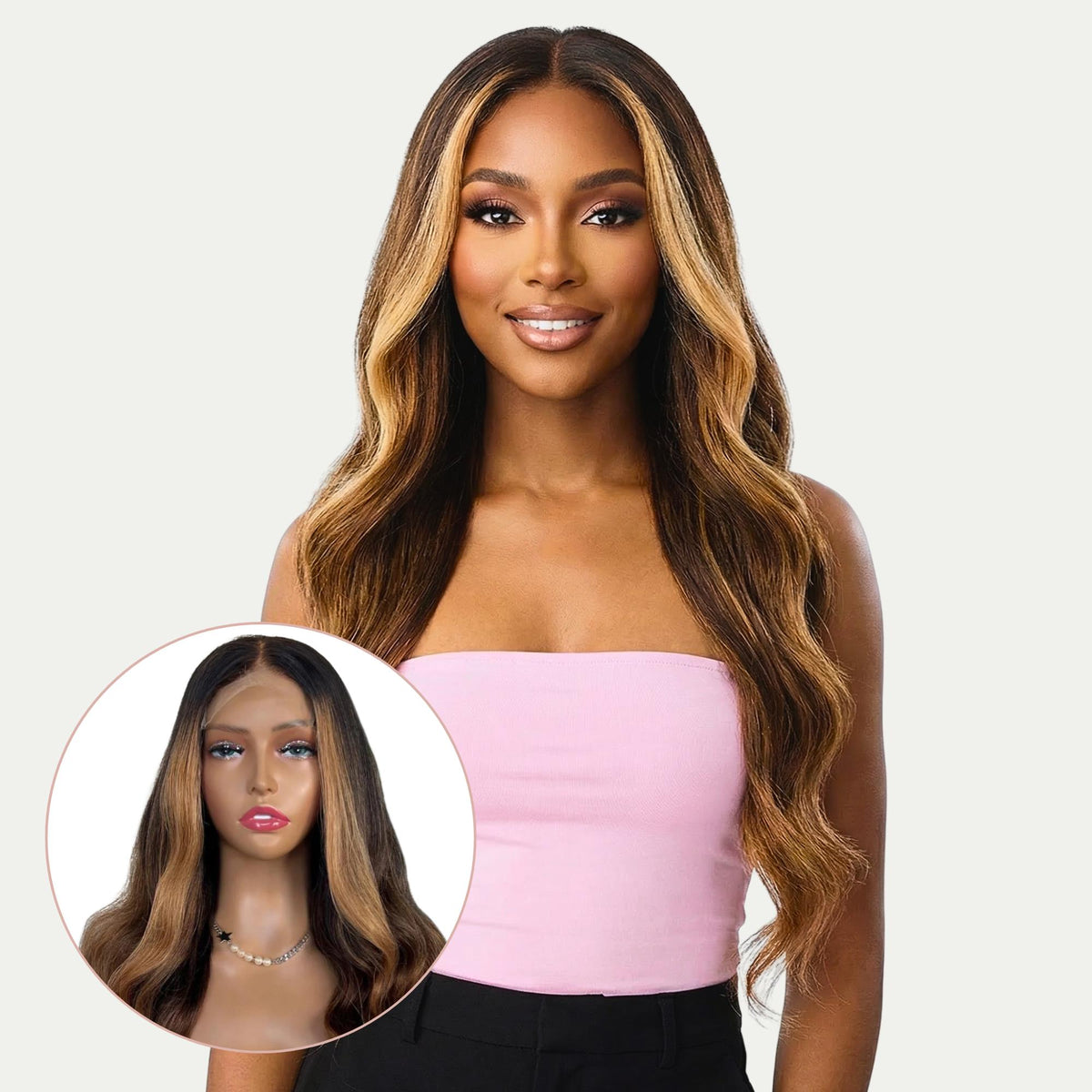 Medium Long Straight Human Hair Wig Glueless Lightweight Daily Wear Straight Wig | Straight Glueless Lace Wig | Hairvivi main image 2