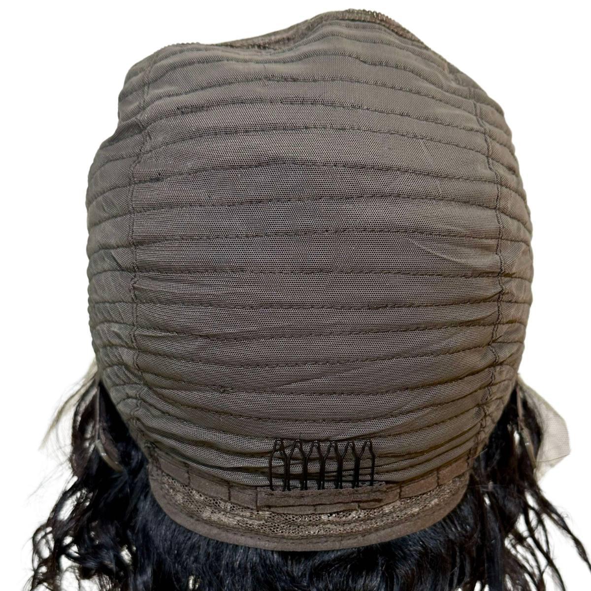 Natural Black Curly 13x1 Transparent Lace Front Pixie Wig Cap Back