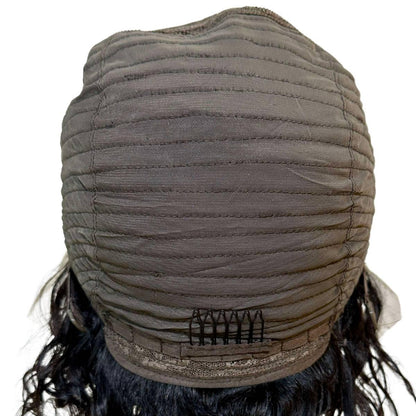 Natural Black Curly 13x1 Transparent Lace Front Pixie Wig Cap Back