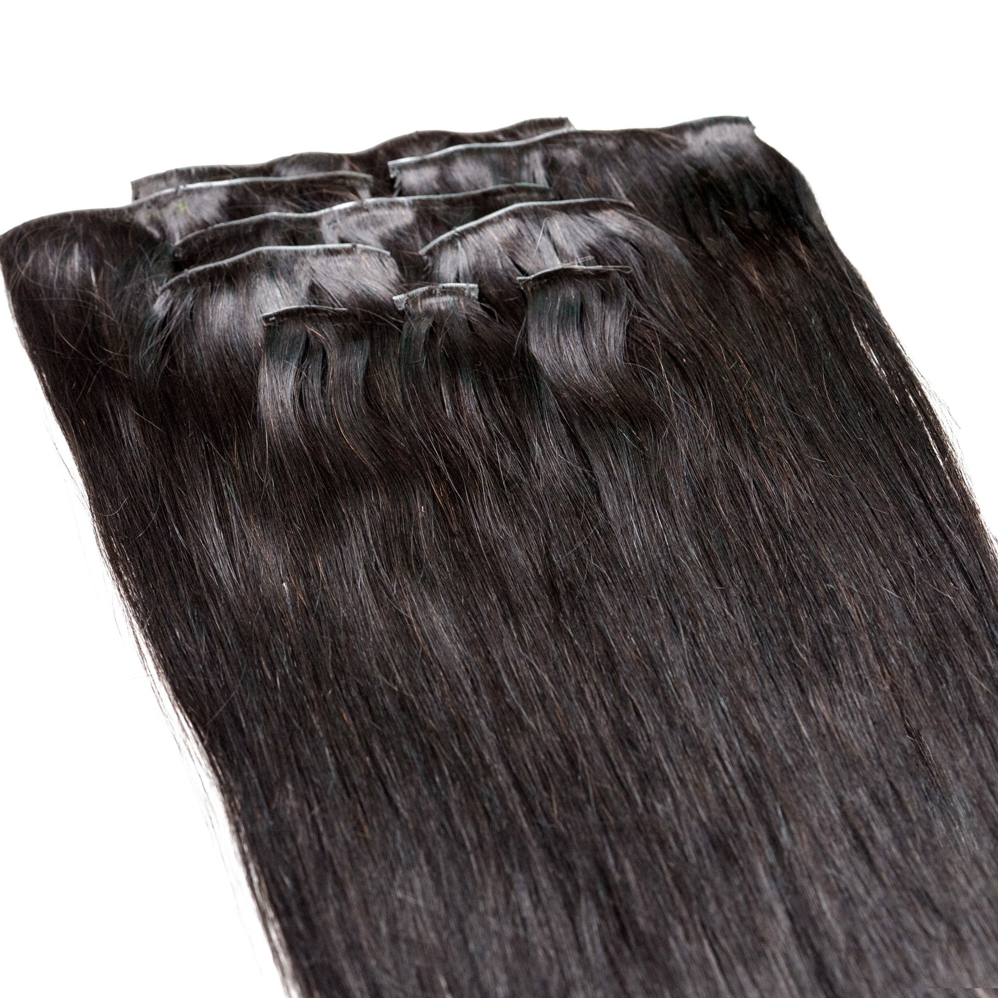 Invisible Straight 100% Human Hair Natural Black Clip - Ins - Private Label