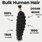 Ocean Wave Bulk 100% Human Braiding Hair - Private Label