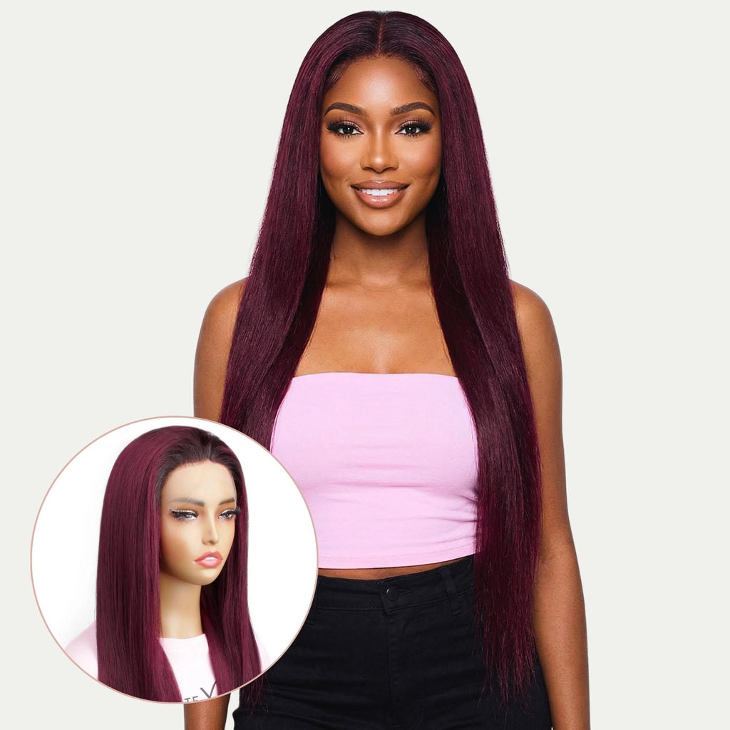 Ombre Burgundy Straight 13x6 HD Lace Front Wig - Private Label