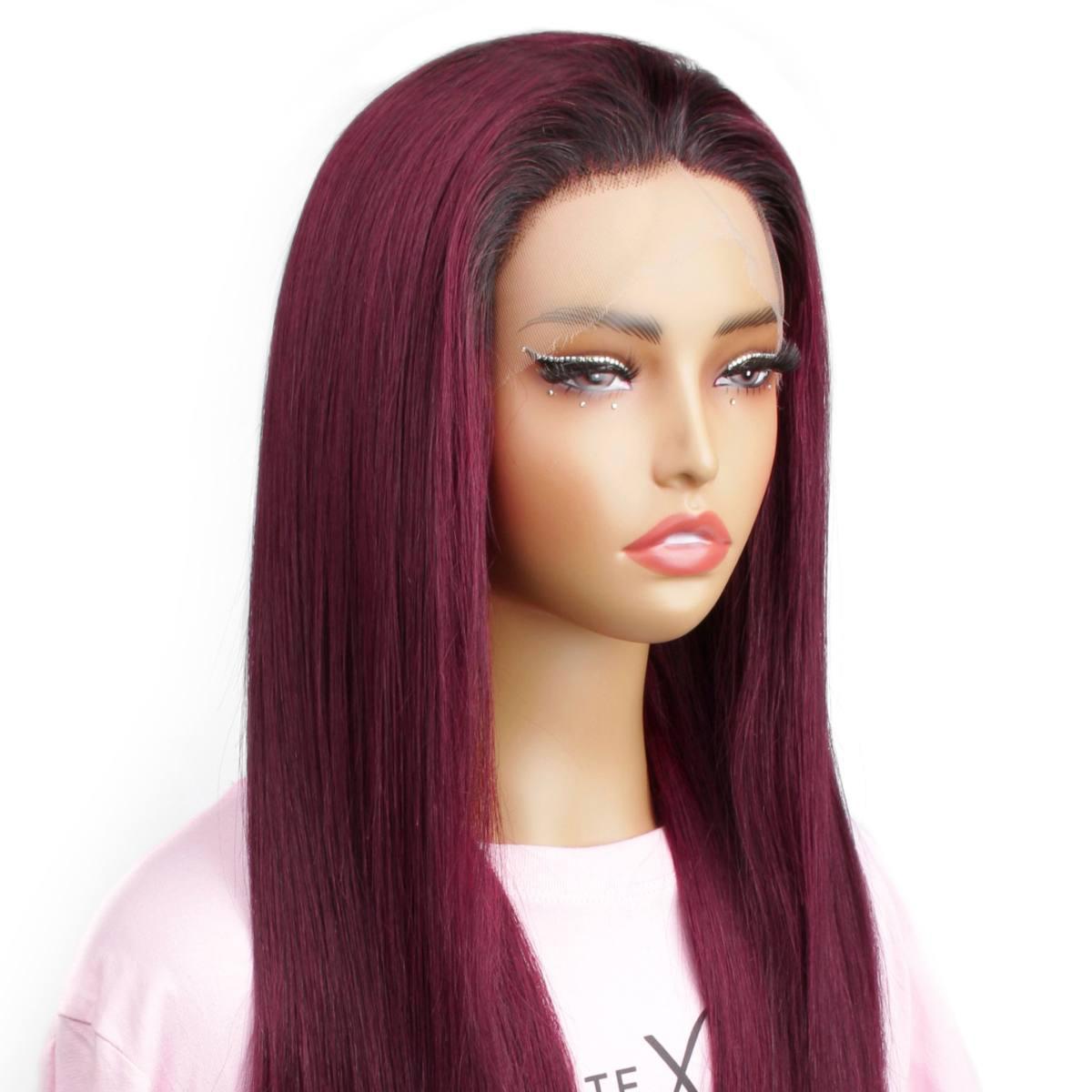 Ombre Burgundy Straight 13x6 HD Lace Front Wig - Private Label