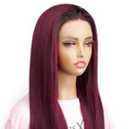 Ombre Burgundy Straight 13x6 HD Lace Front Wig - Private Label