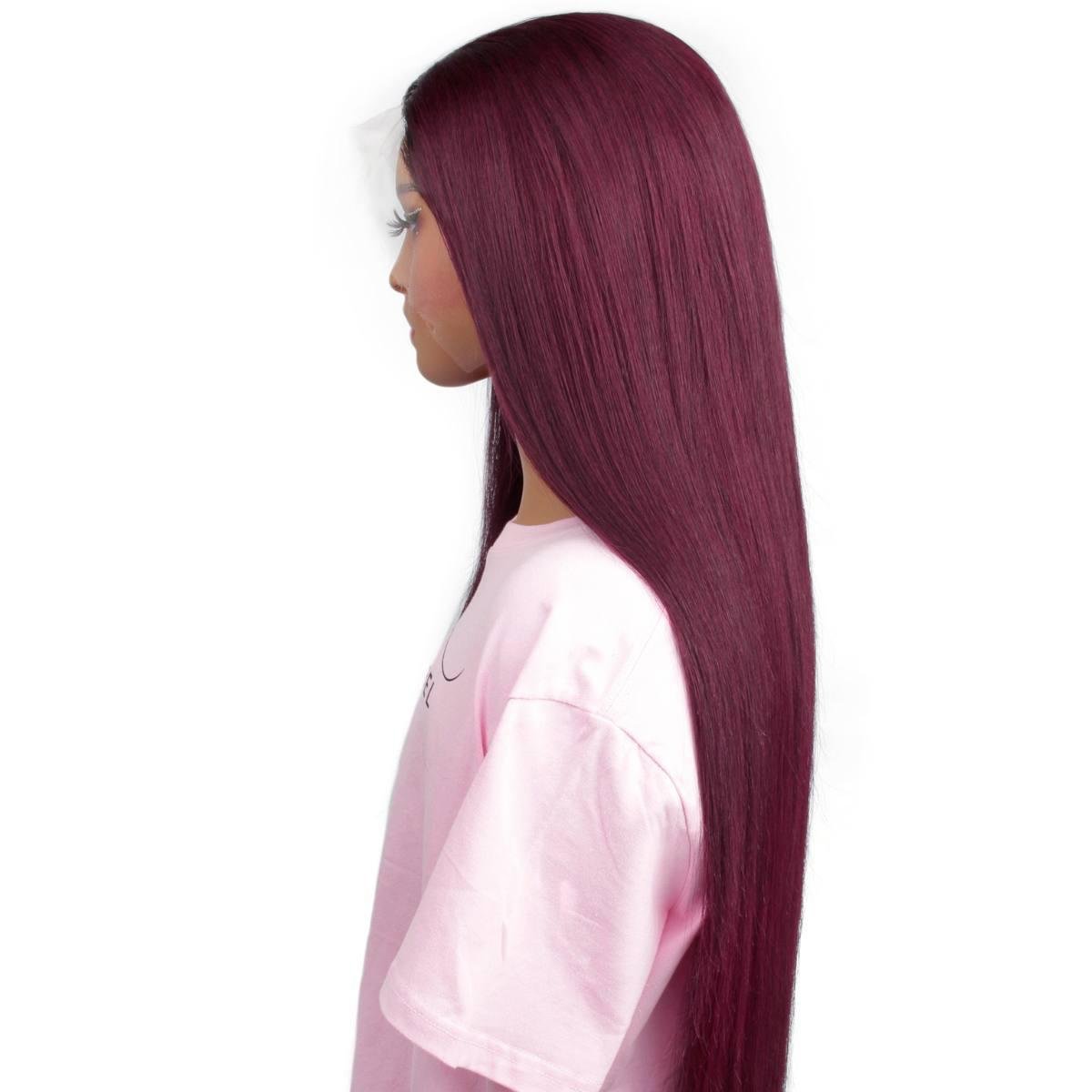 Ombre Burgundy Straight 13x6 HD Lace Front Wig - Private Label