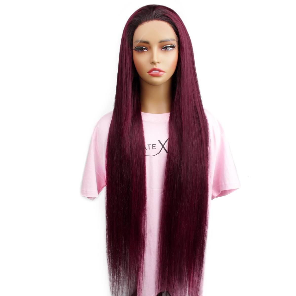 Ombre Burgundy Straight 13x6 HD Lace Front Wig - Private Label