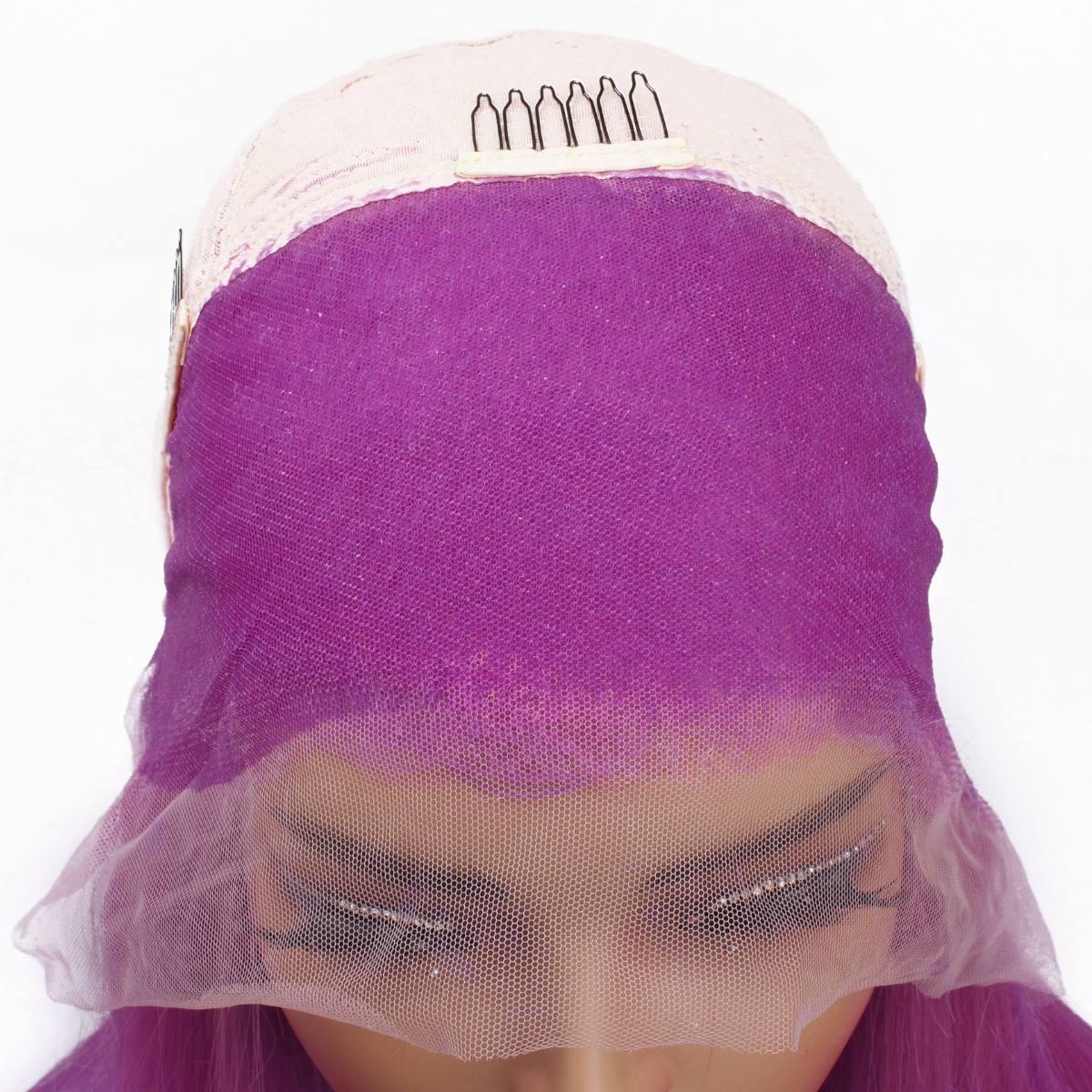 Purple Straight 13x4 Transparent Lace Front Wig - Private Label