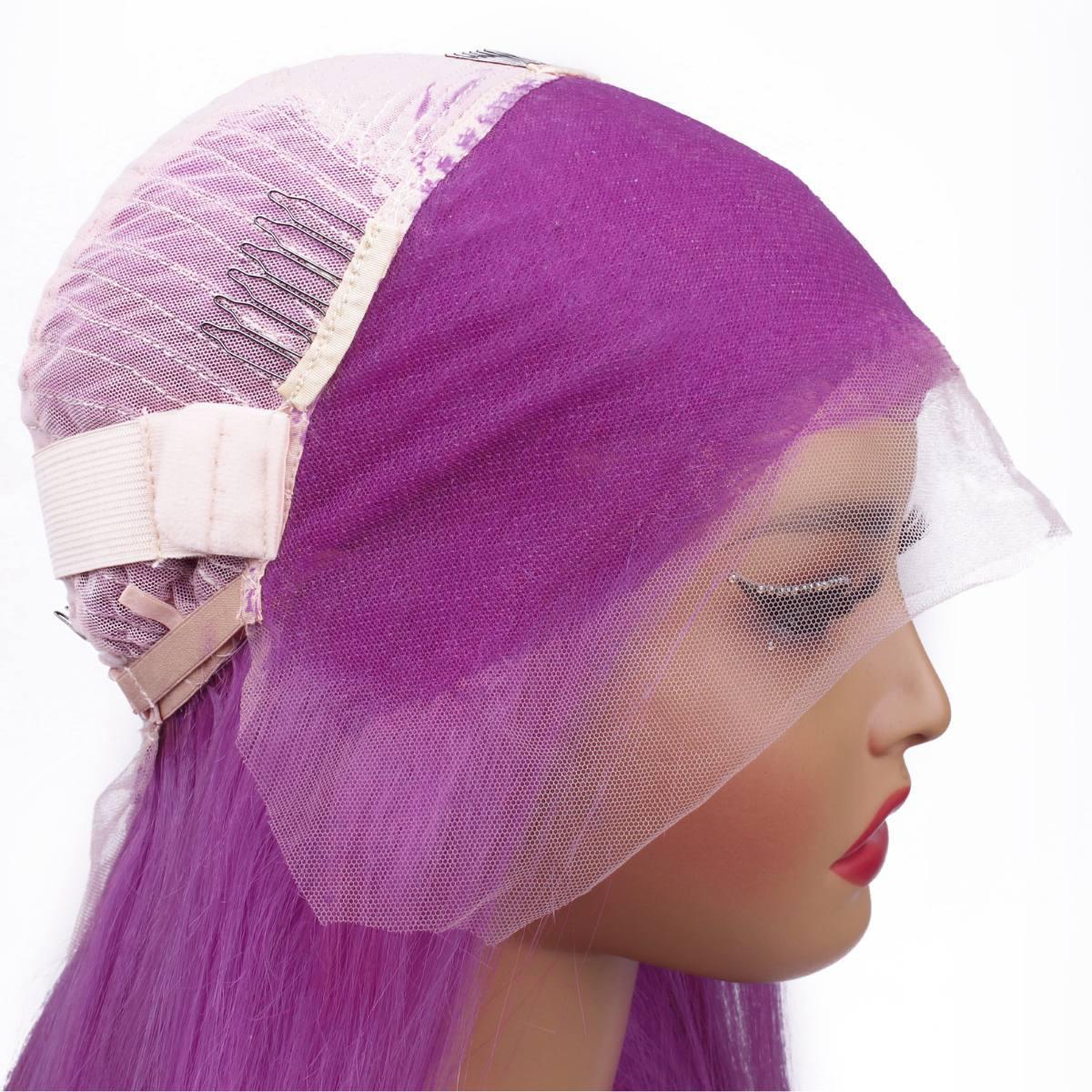 Purple Straight 13x4 Transparent Lace Front Wig - Private Label