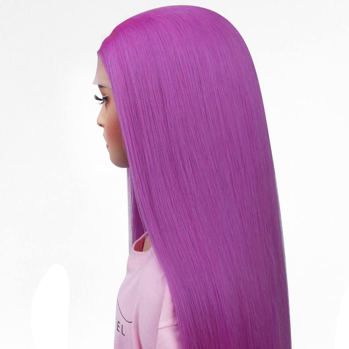 Purple Straight 13x4 Transparent Lace Front Wig - Private Label