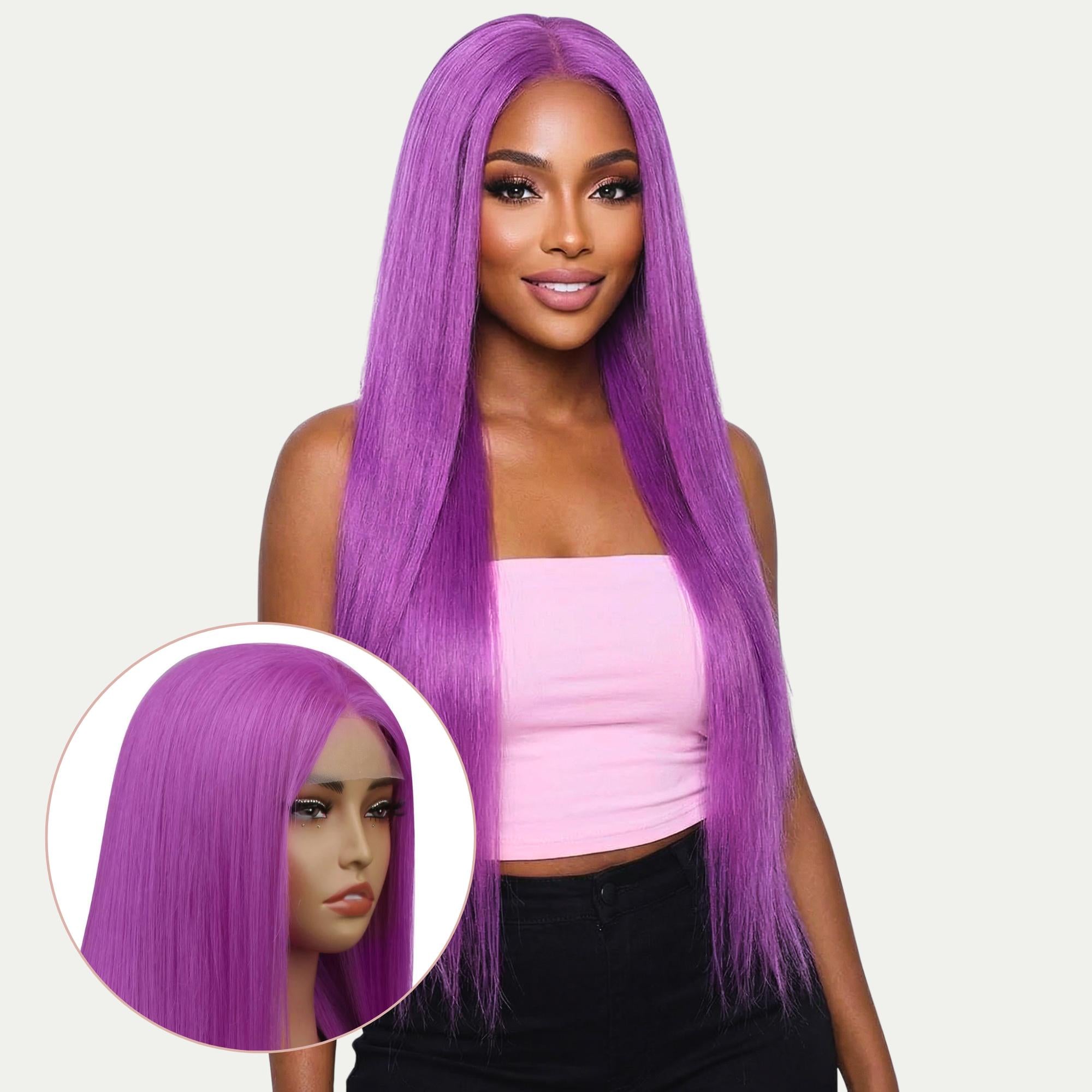 Purple Straight 13x4 Transparent Lace Front Wig - Private Label