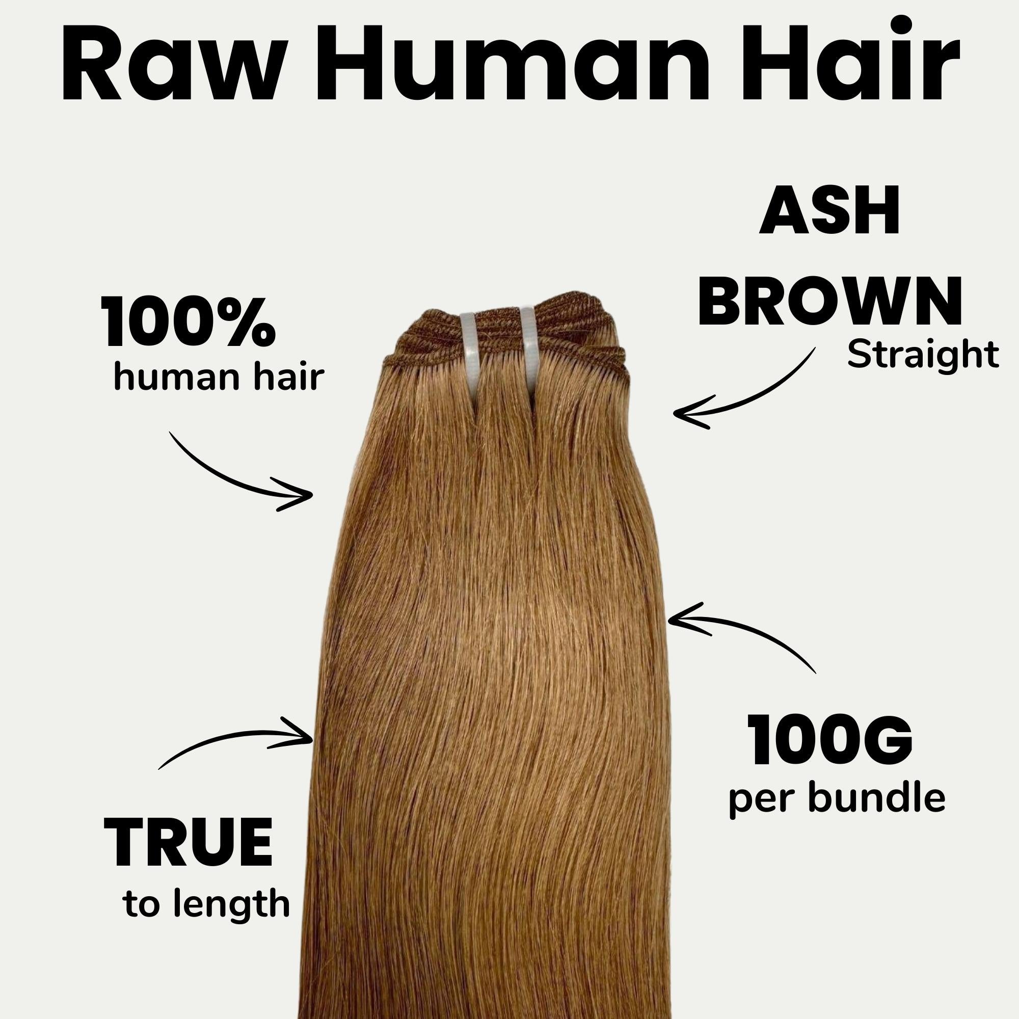 Raw Ash Brown Straight 100% Human Hair Bundles - Private Label