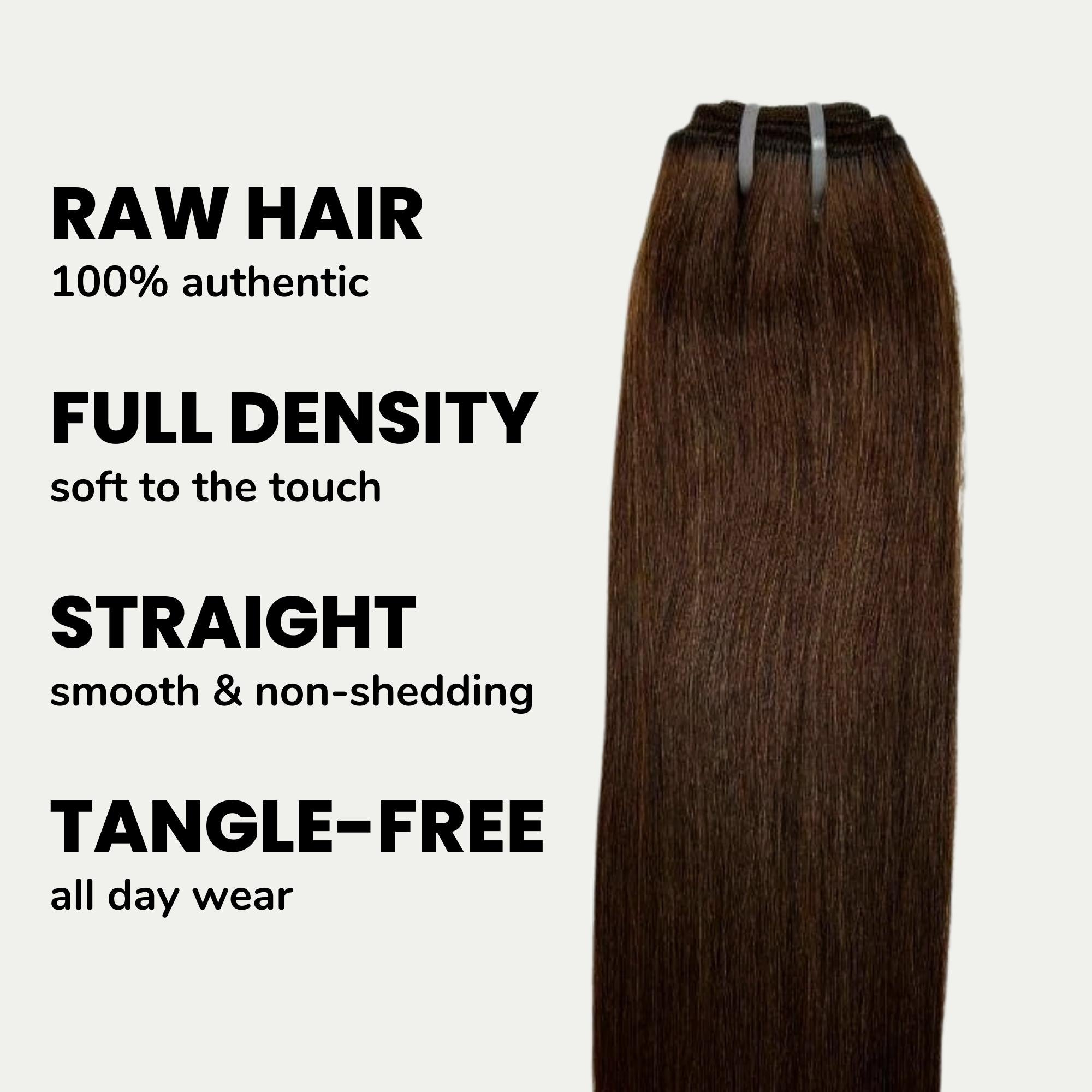 Raw Dark Brown Straight 100% Human Hair Bundles - Private Label