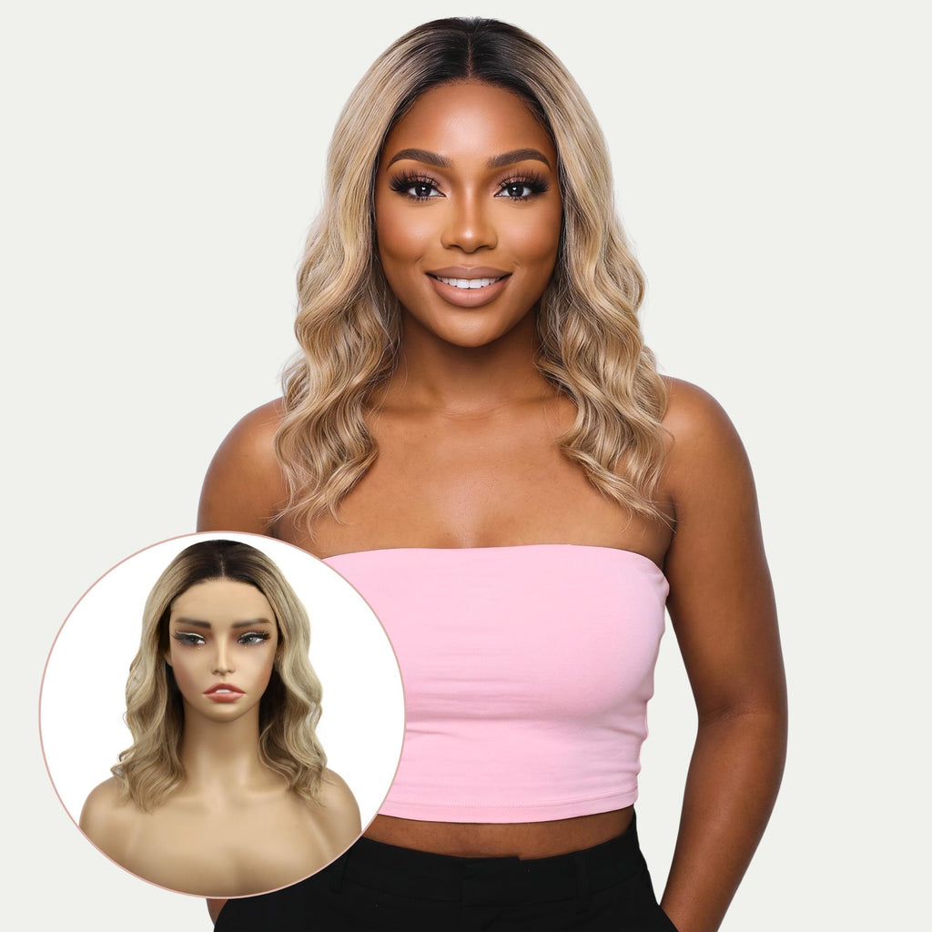 Raw Golden Wave Glueless 5x5 HD Lace Professionally Colored 100% Human Hair Closure Bob Wig - Private Label