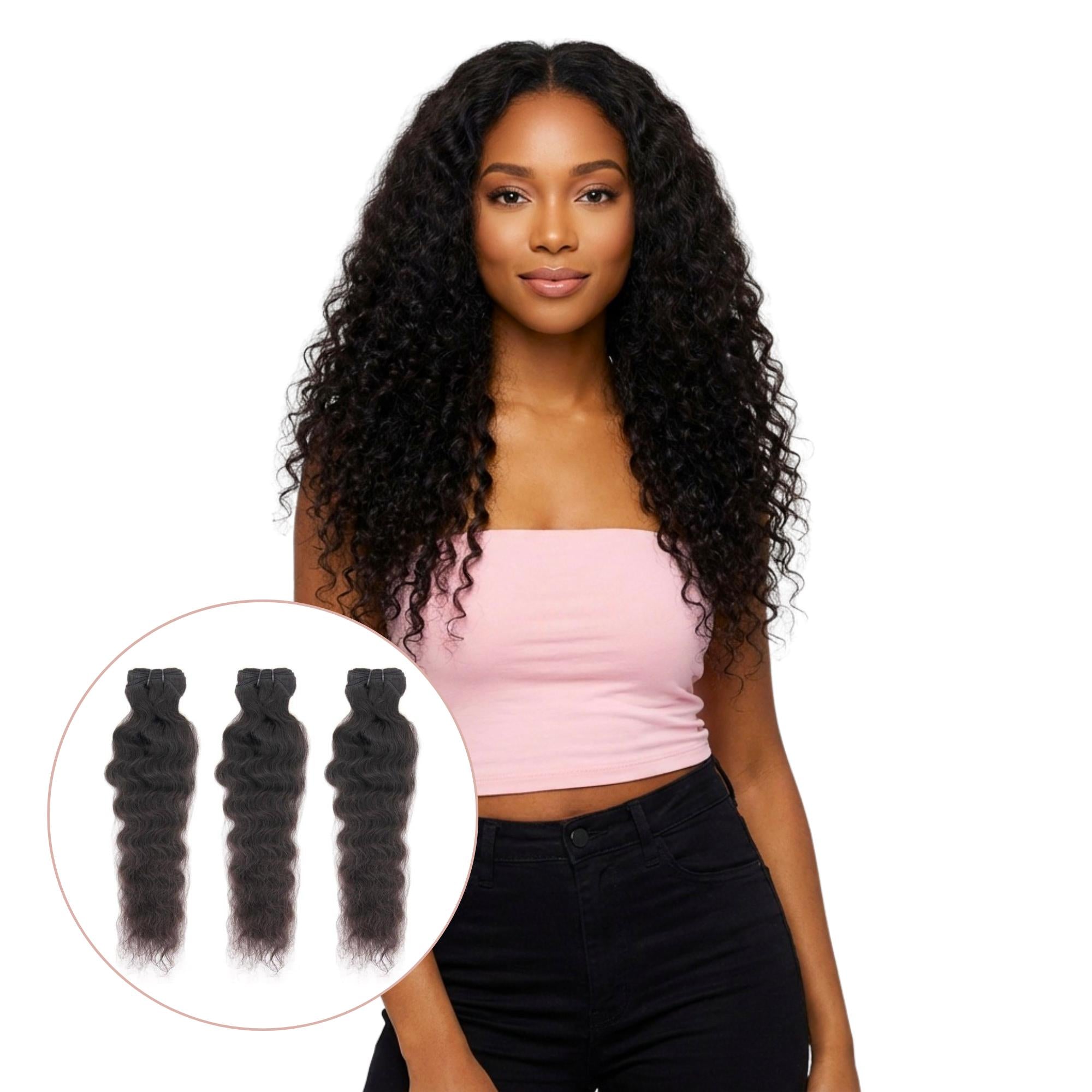Raw Indian Curly 100% Human Hair Bundle Deal - Private Label
